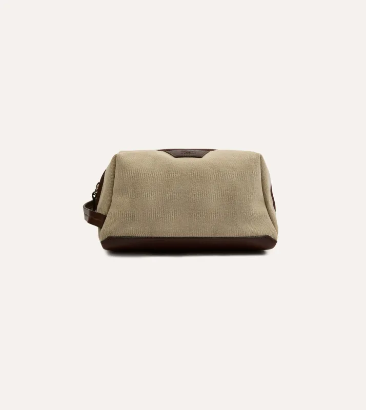 Il Bisonte Canvas and Leather Wash Bag sold by Drake's London