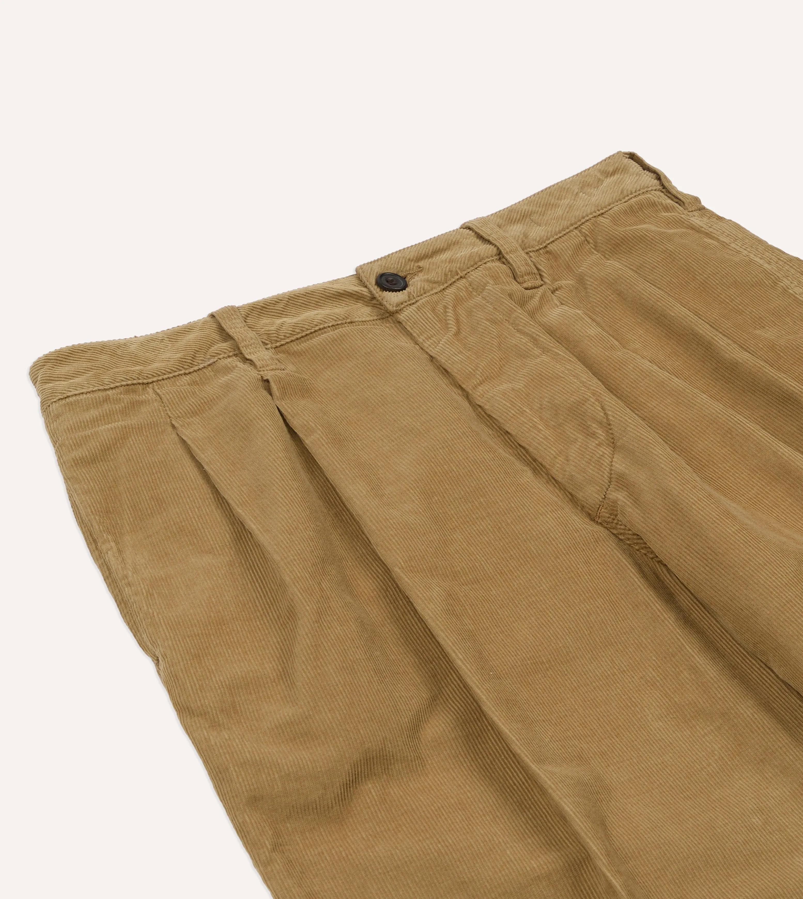 Sand Cotton Corduroy Wide Leg Double Pleat Chino sold by Drake's London product image thumbnail 4