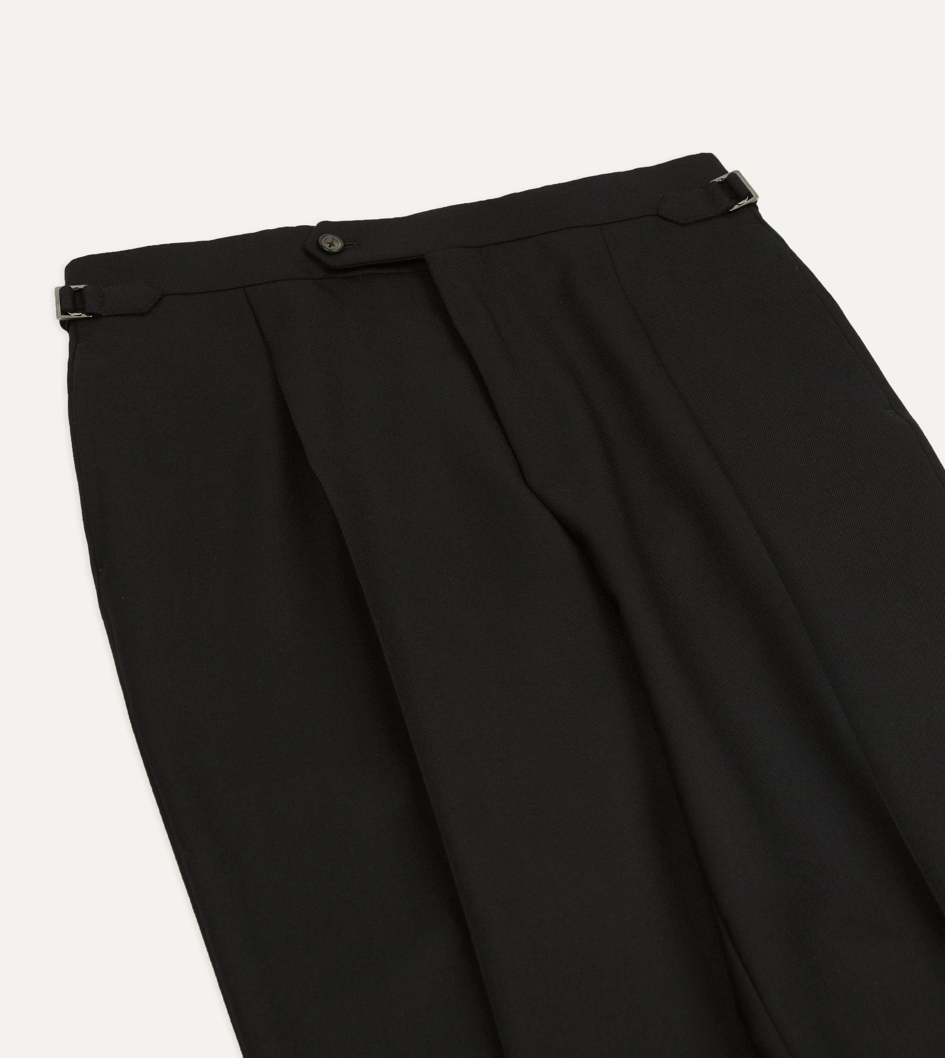 Black Fresco® Wool Single-Pleat Trouser sold by Drake's London product image thumbnail 4