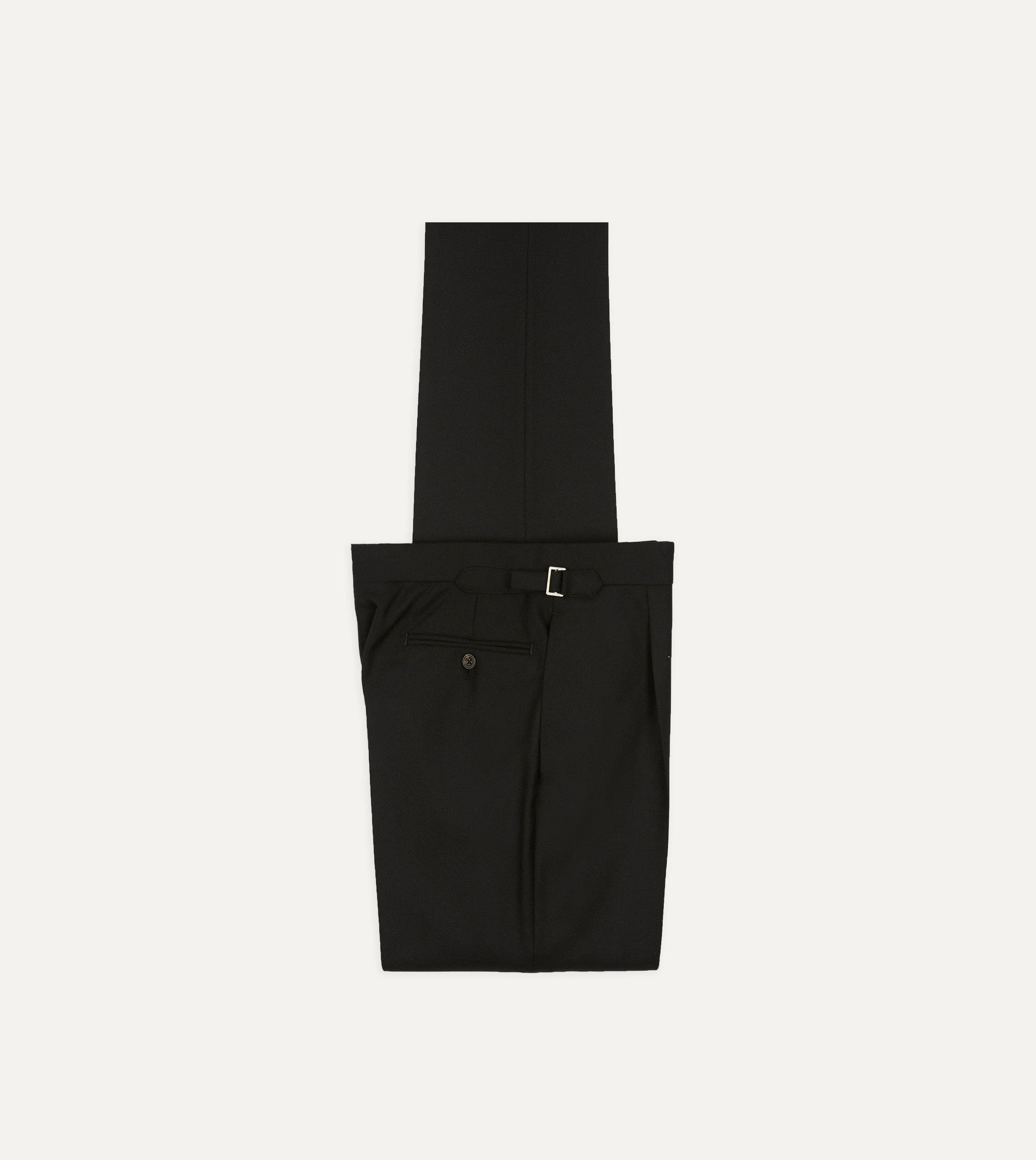 Black Fresco® Wool Single-Pleat Trouser sold by Drake's London
