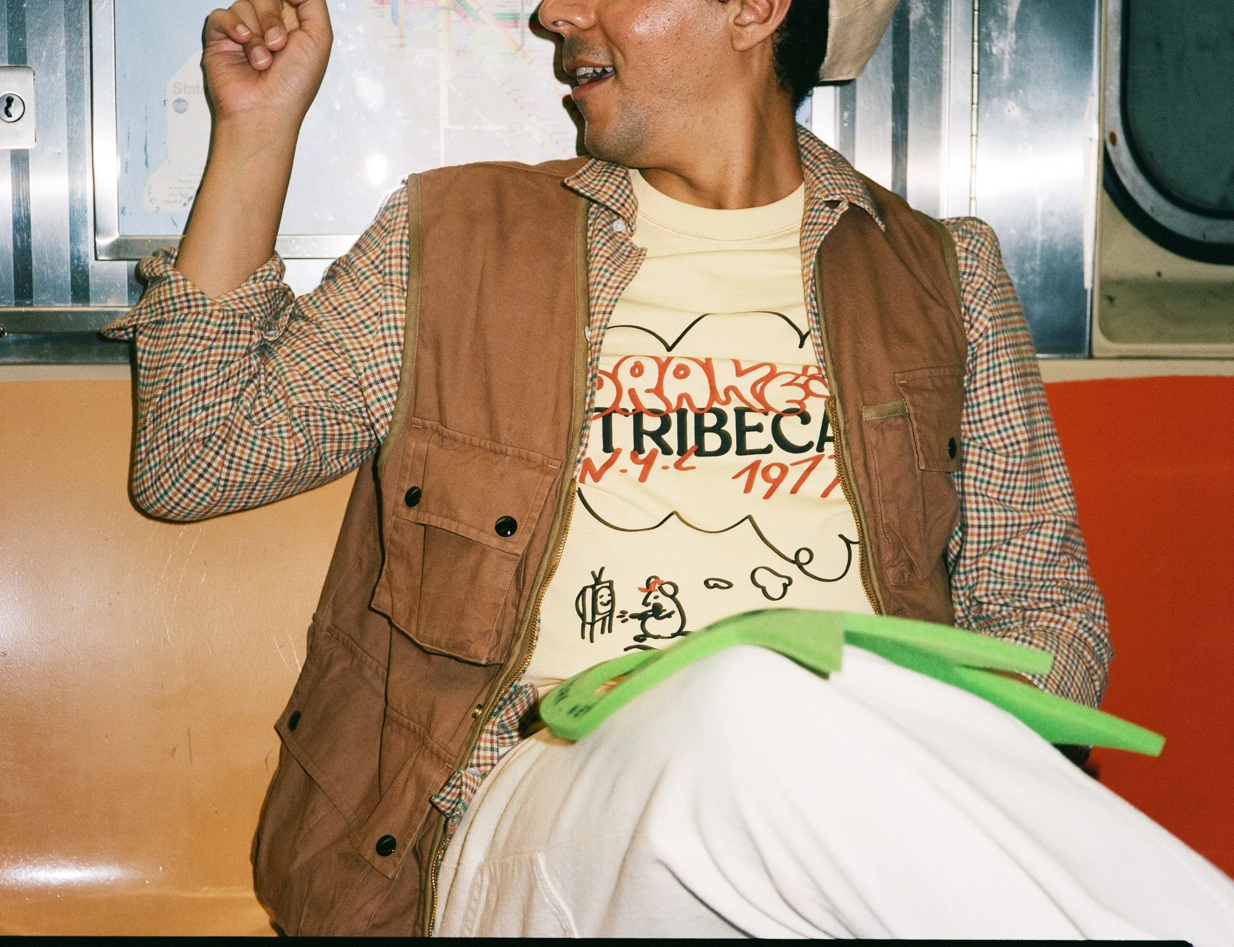 Yellow ‘Tribeca’ Print Short-Sleeve Hiking T-Shirt sold by Drake's London product image thumbnail 5