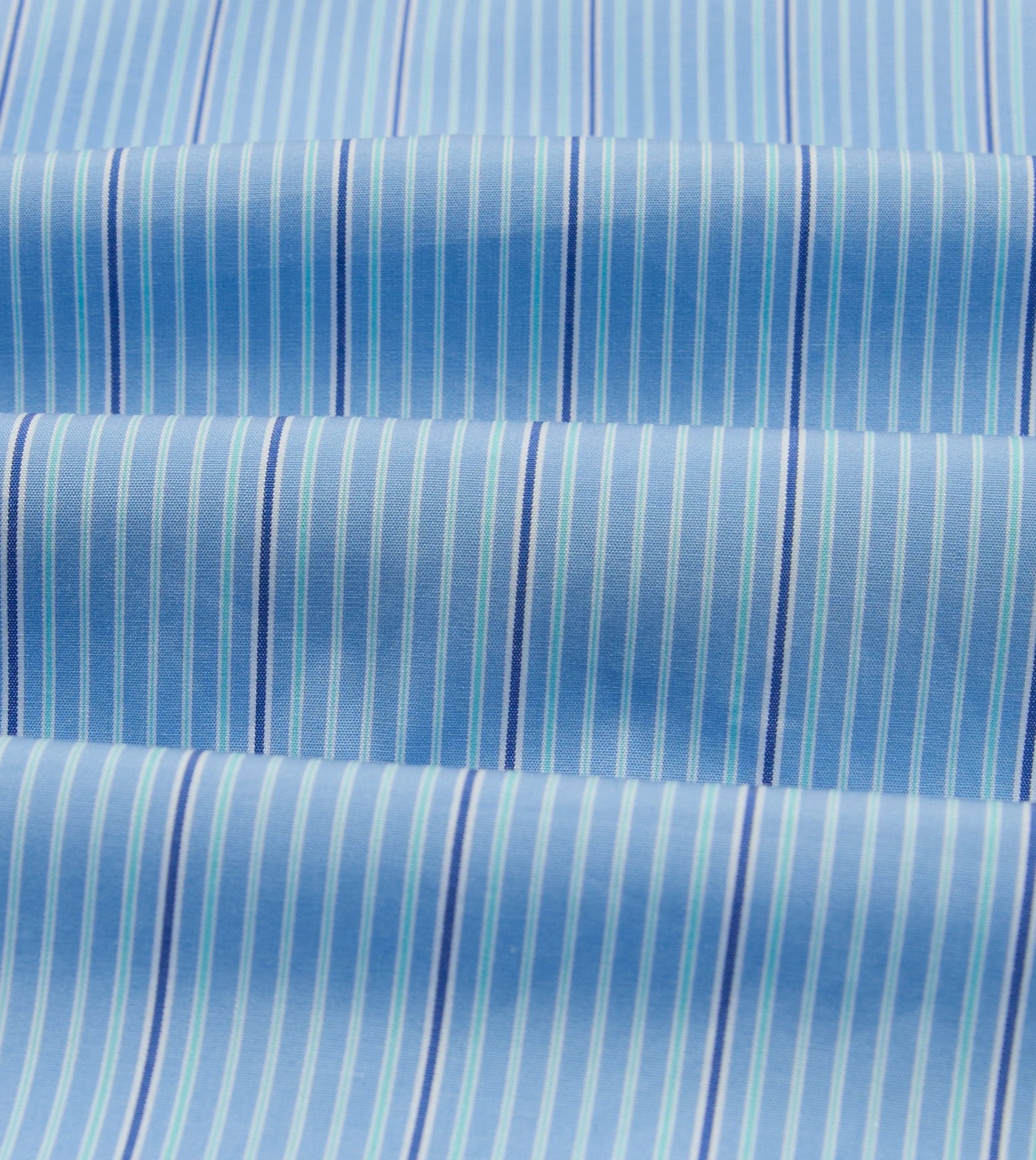 Blue Stripe Cotton Poplin Long Point Collar Shirt sold by Drake's London product image thumbnail 2