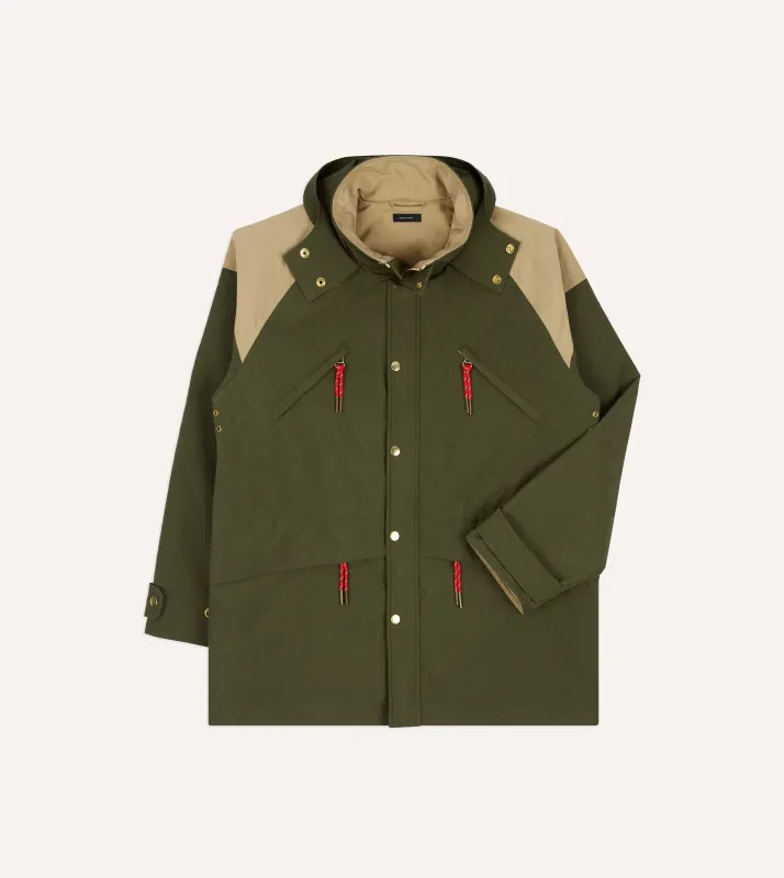 Olive and Ecru Nylon Windbreaker sold by Drake's London