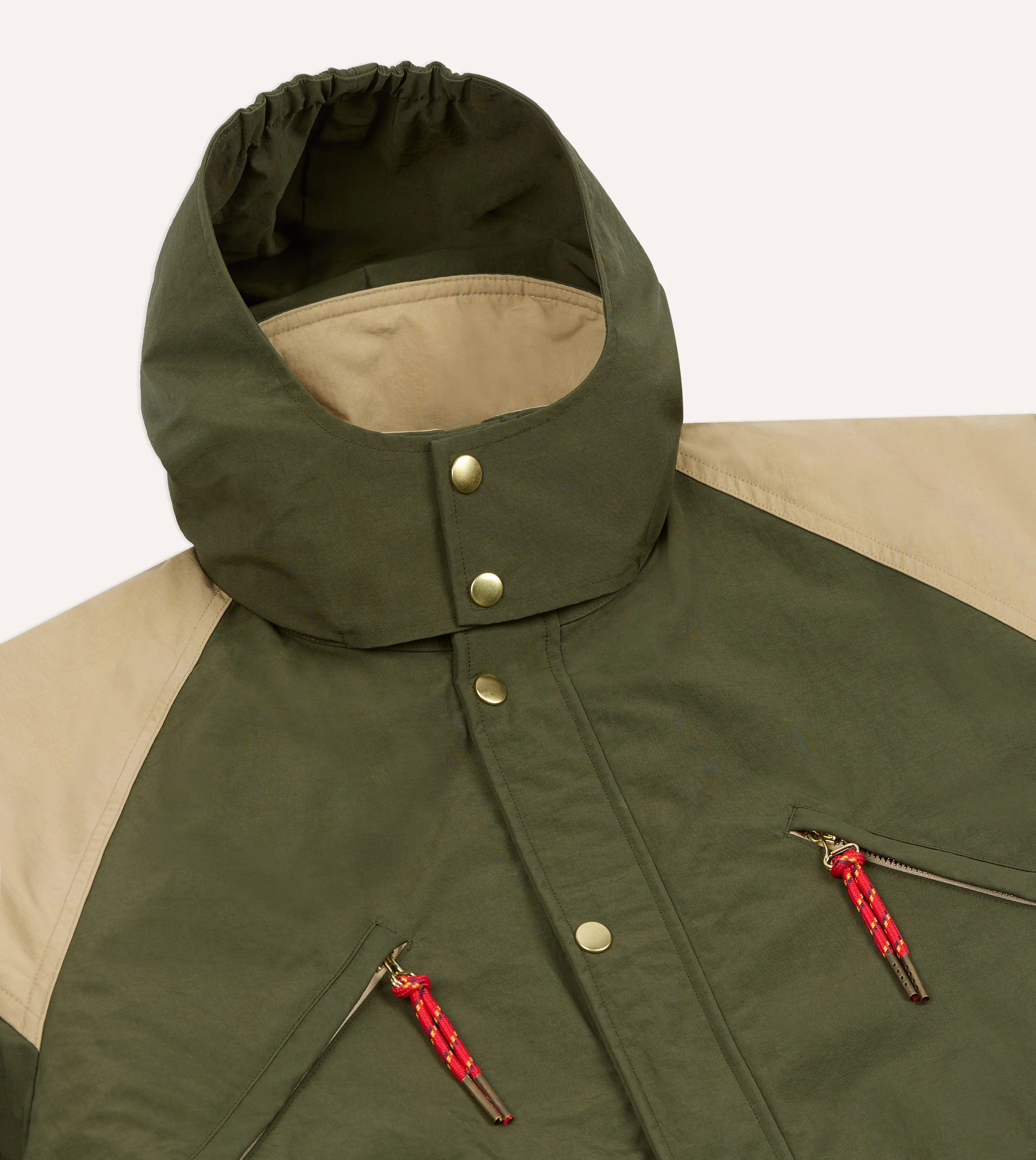Olive and Ecru Nylon Windbreaker sold by Drake's London product image thumbnail 4