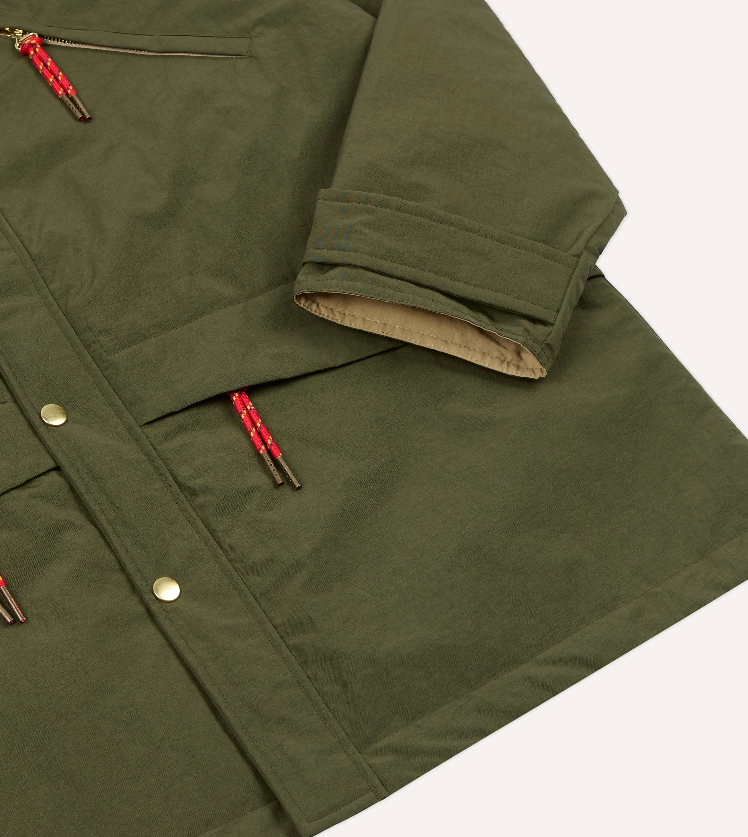Olive and Ecru Nylon Windbreaker sold by Drake's London product image thumbnail 5