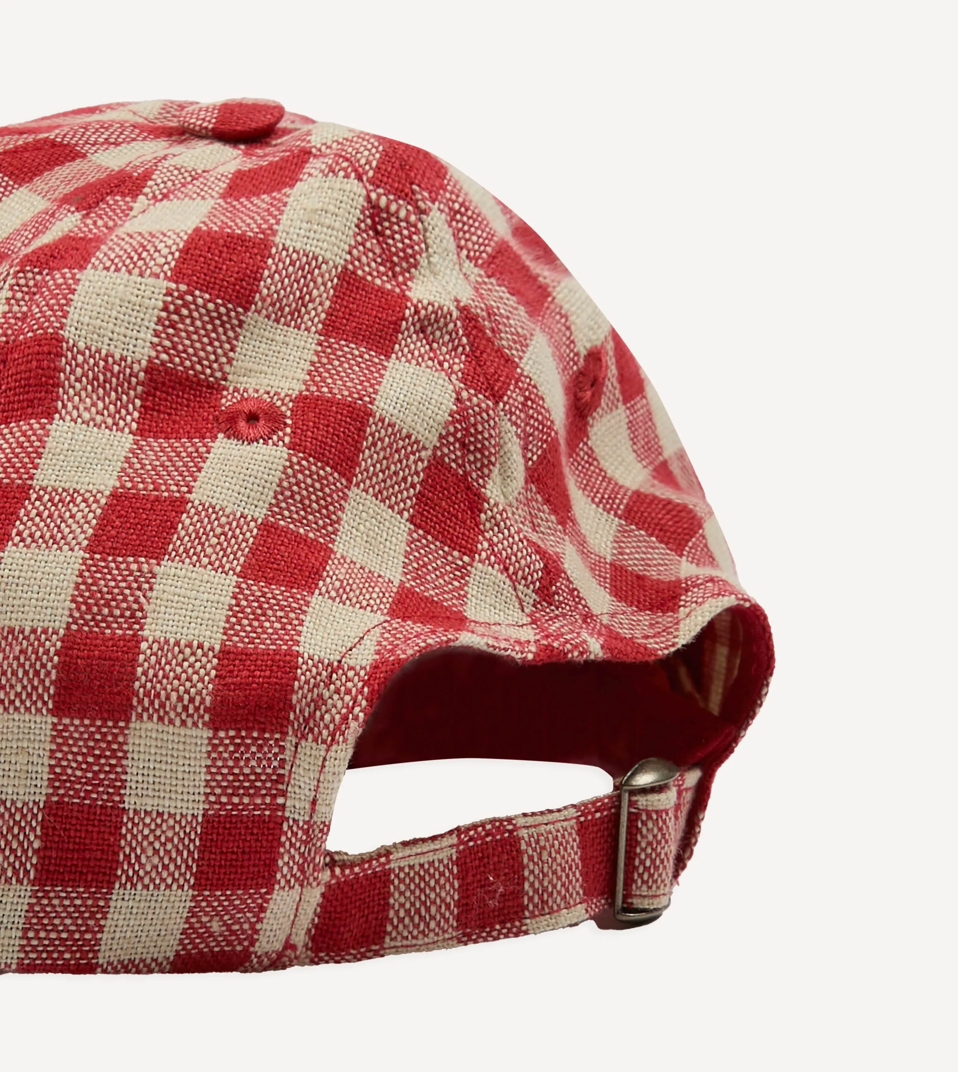 Red Gingham Check Linen Baseball Cap sold by Drake's London product image thumbnail 2