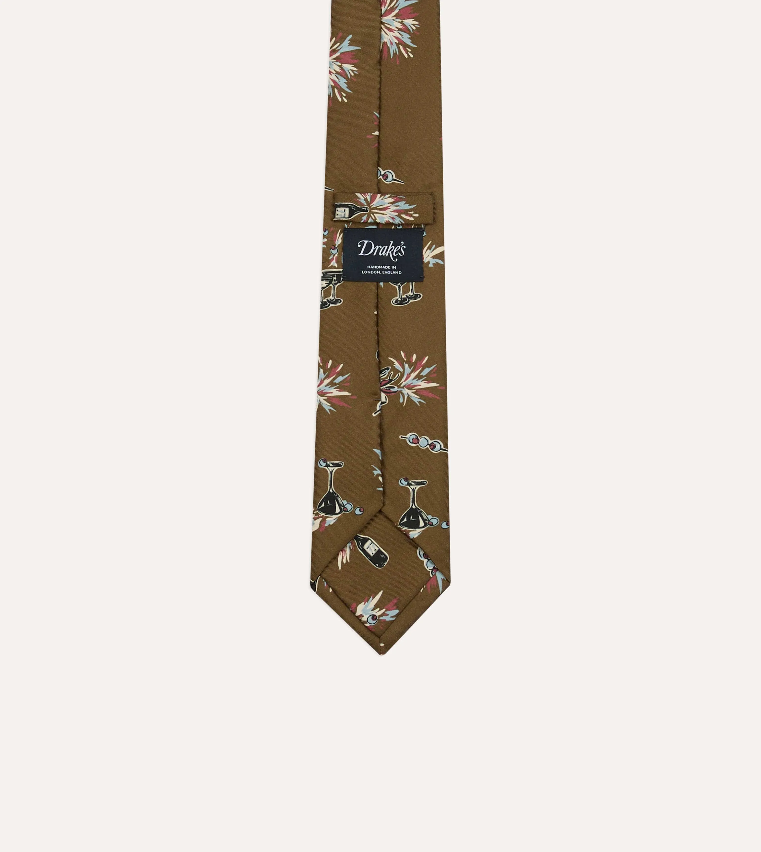 Martini Print Silk Self Tipped Tie sold by Drake's London product image thumbnail 4