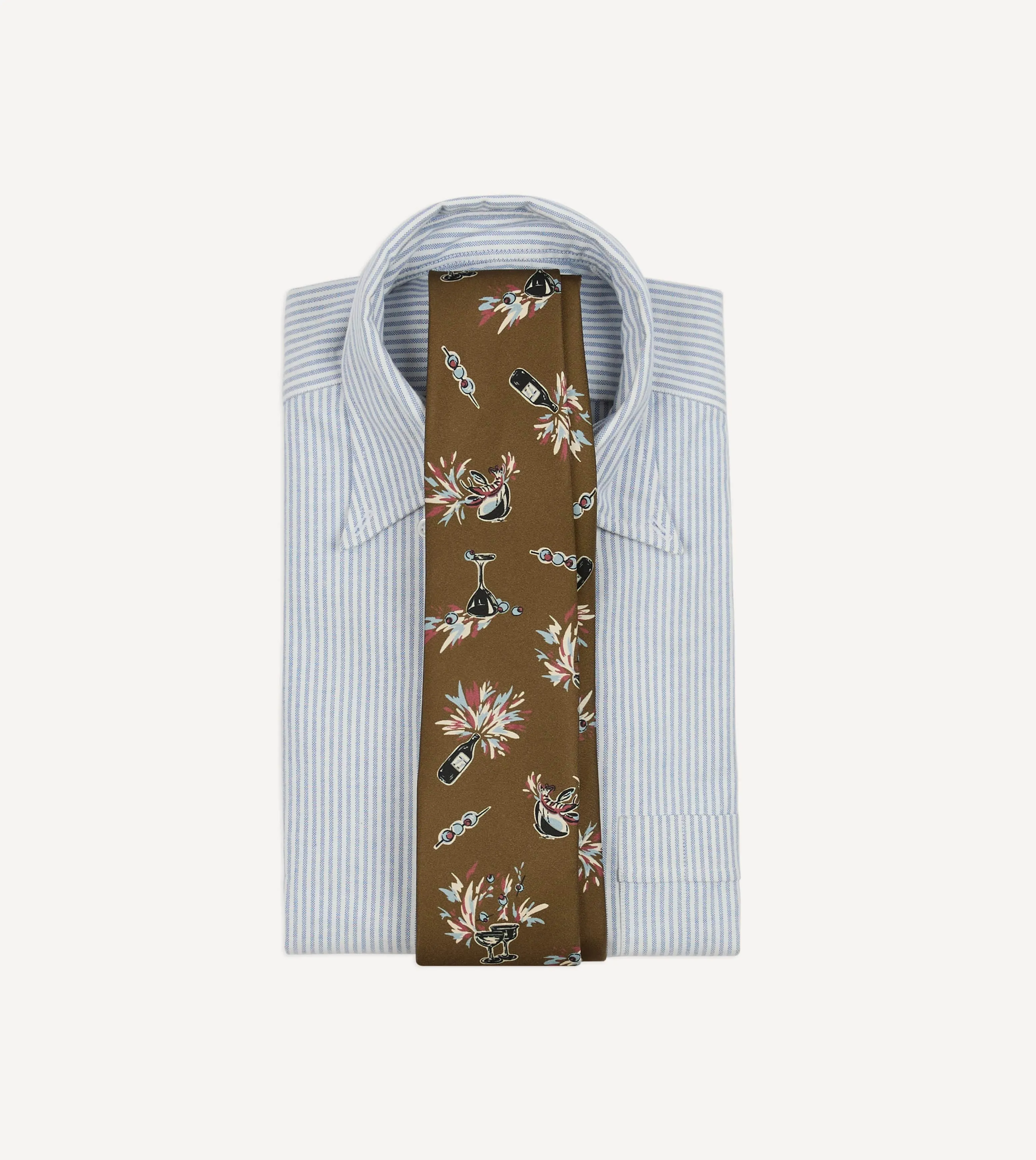Martini Print Silk Self Tipped Tie sold by Drake's London product image thumbnail 2