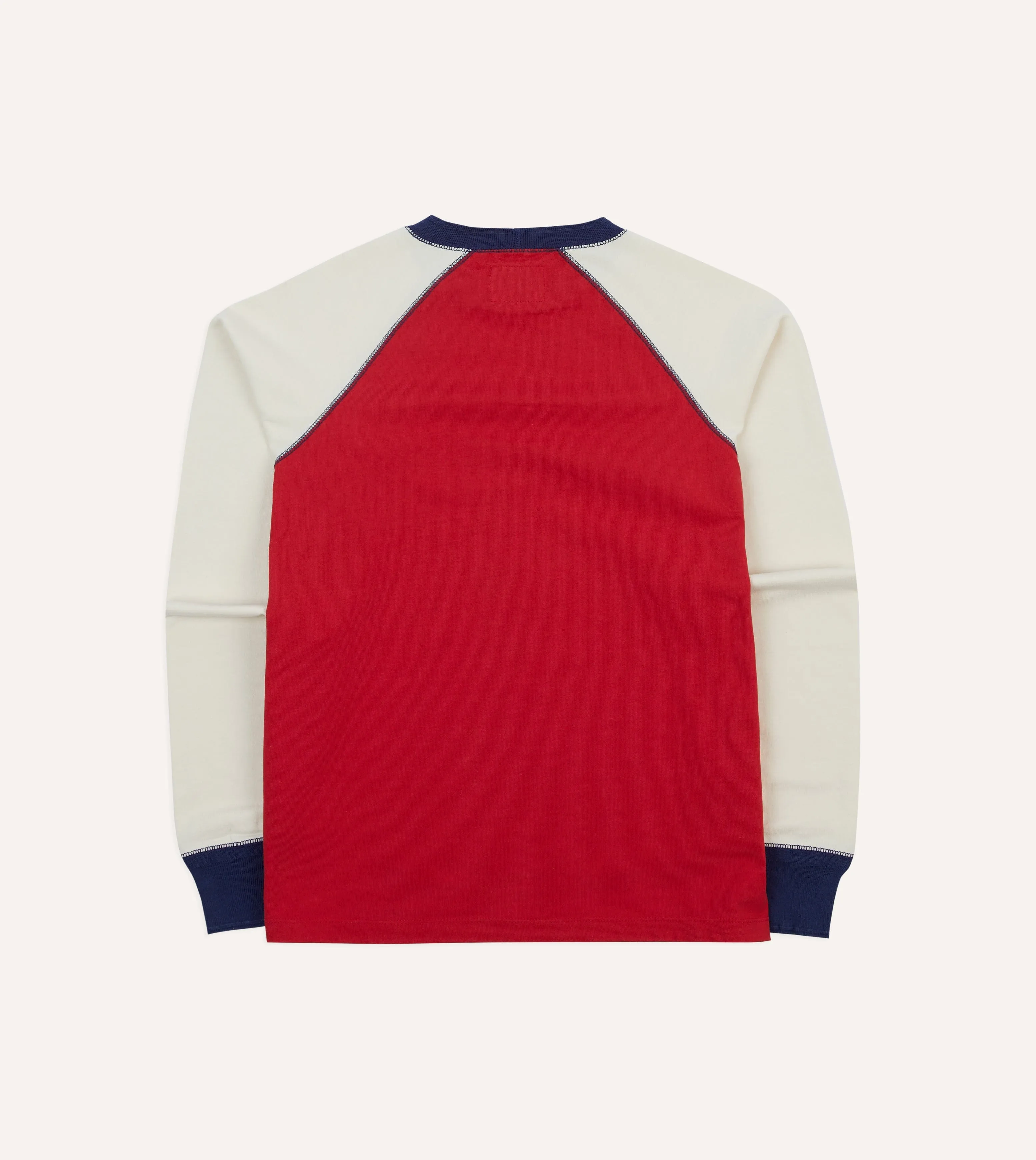 Red and Ecru Long Sleeve Raglan T-Shirt sold by Drake's London product image thumbnail 5