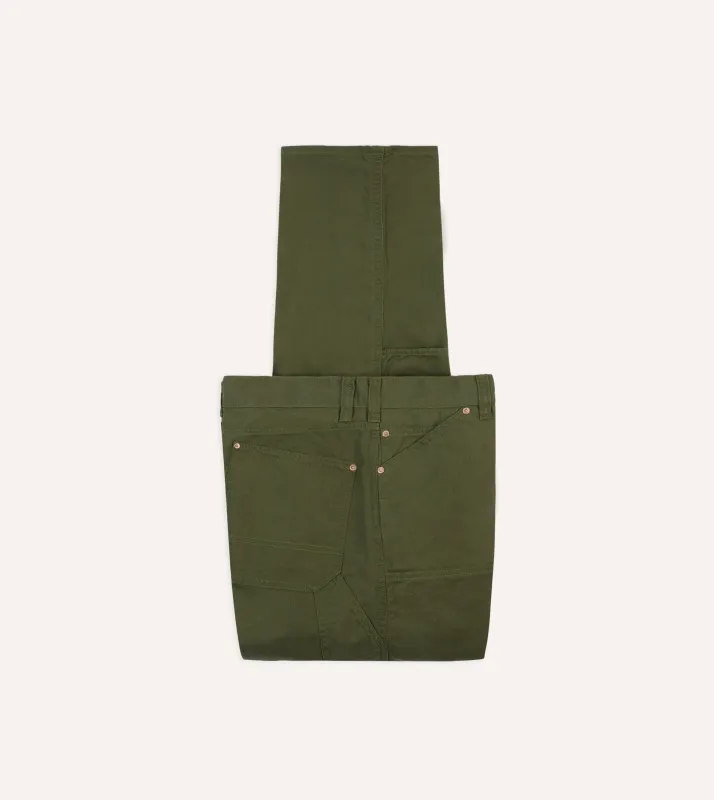 Olive Cotton Canvas Carpenter Pant sold by Drake's London