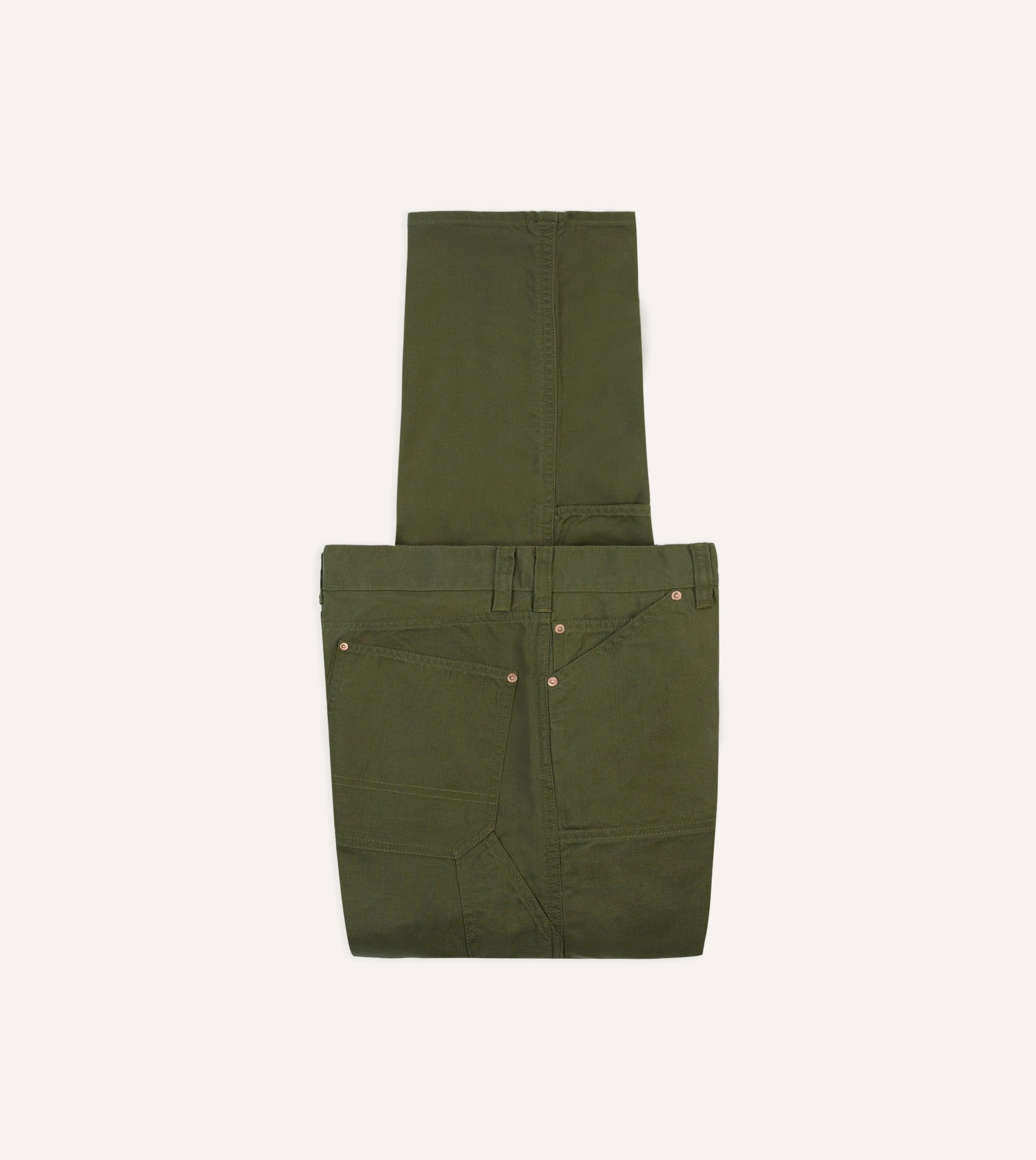 Olive Cotton Canvas Carpenter Pant sold by Drake's London