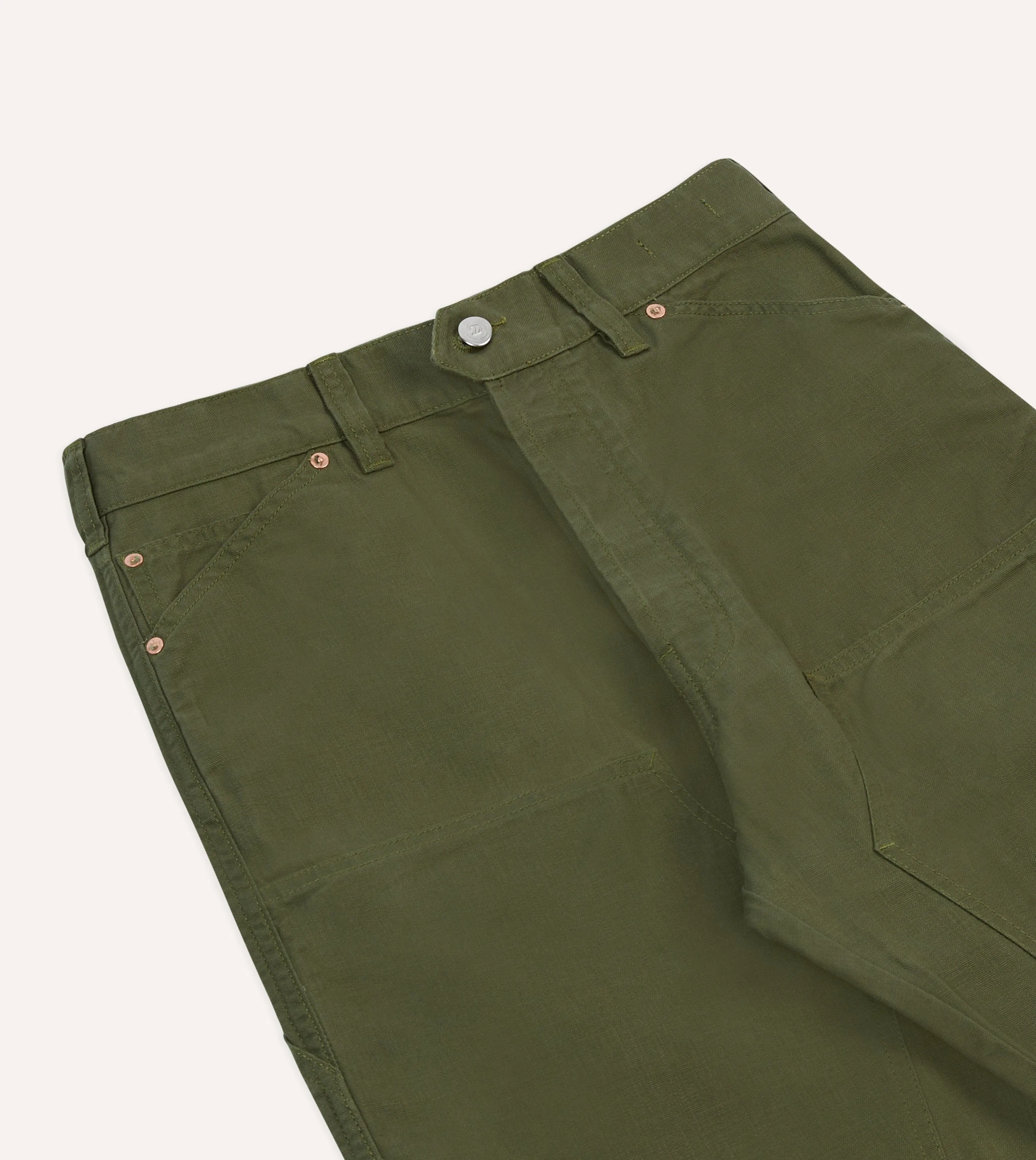 Olive Cotton Canvas Carpenter Pant sold by Drake's London product image thumbnail 4