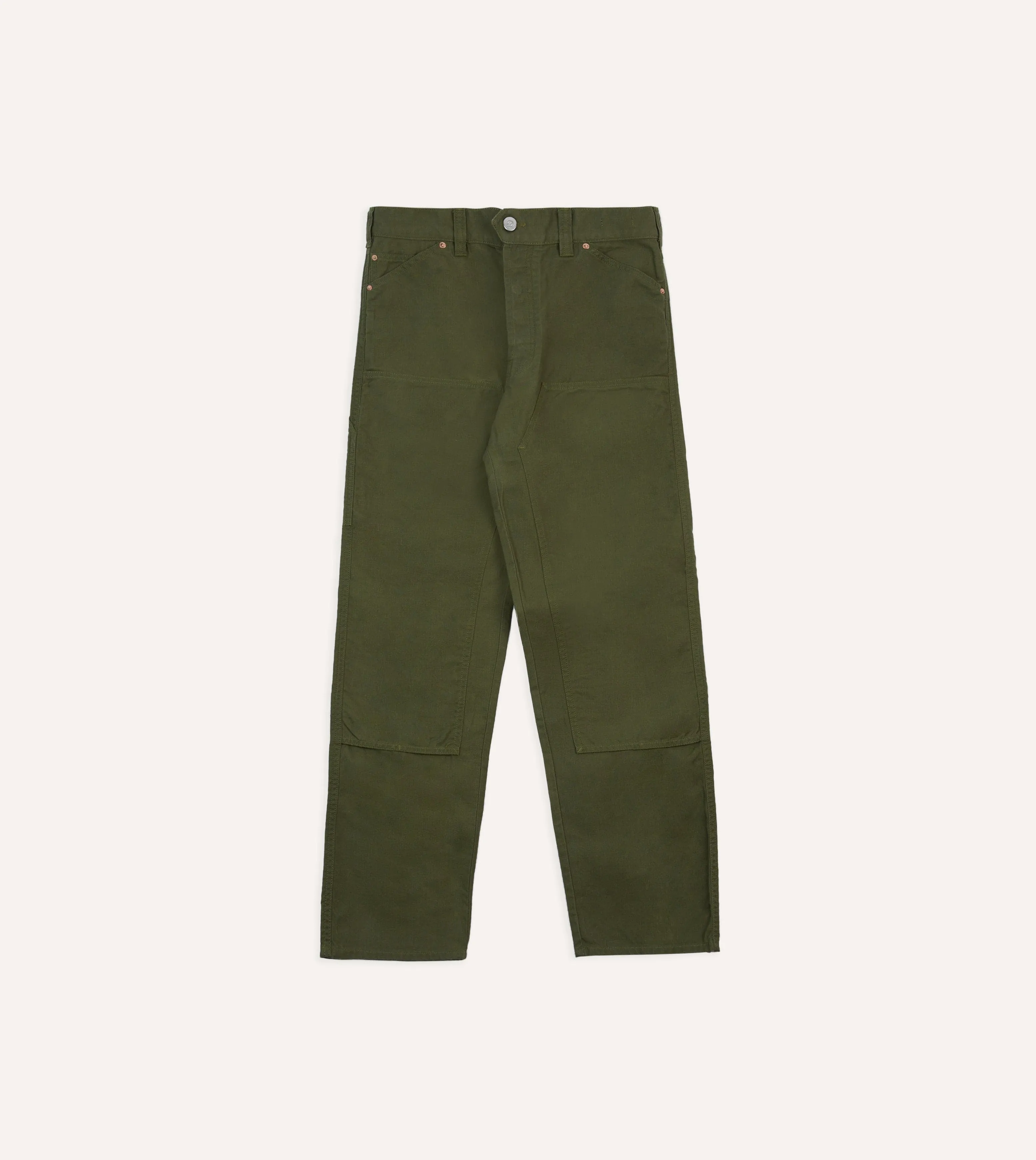 Olive Cotton Canvas Carpenter Pant sold by Drake's London product image thumbnail 3