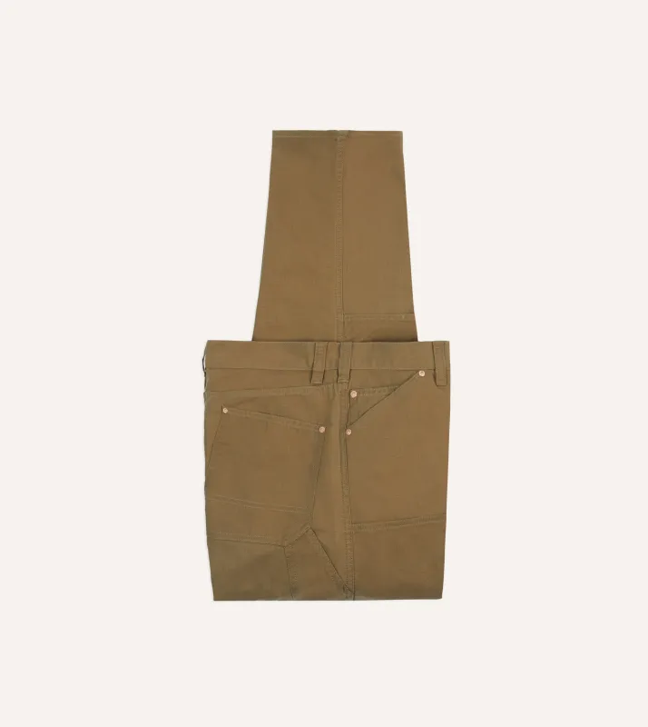 Khaki Cotton Canvas Carpenter Pant sold by Drake's London