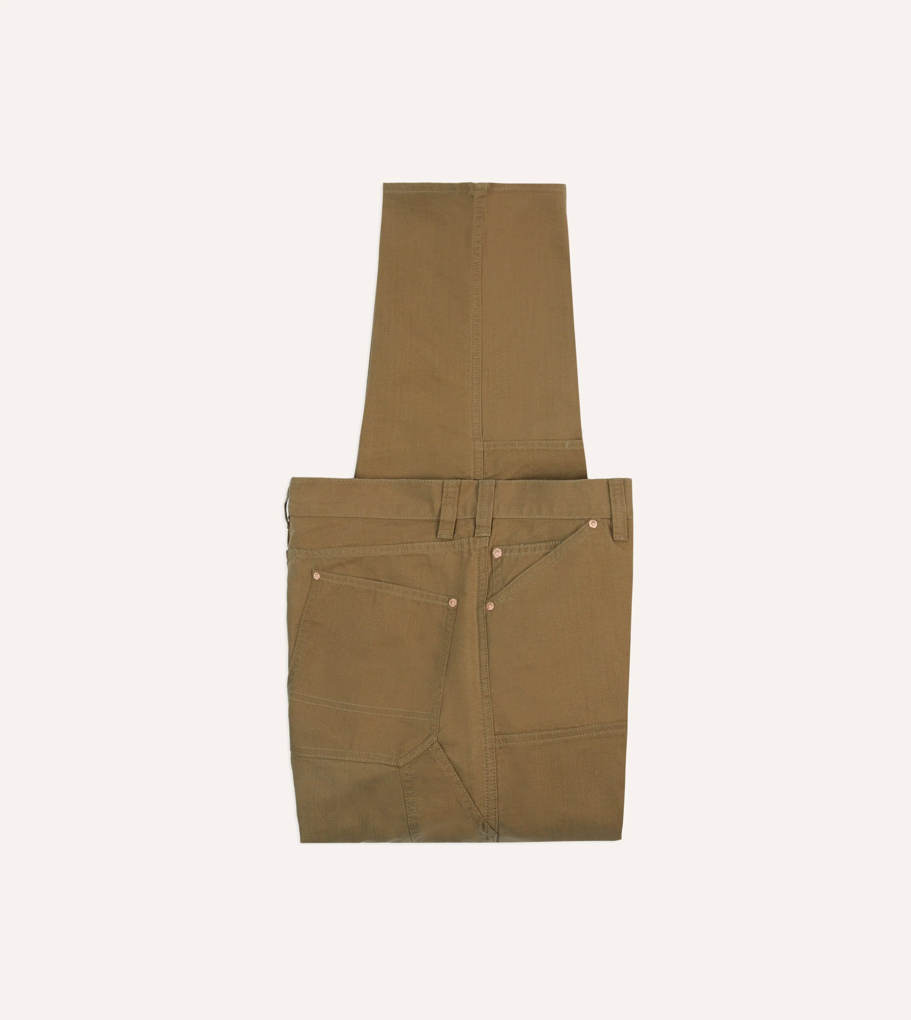 Khaki Cotton Canvas Carpenter Pant sold by Drake's London