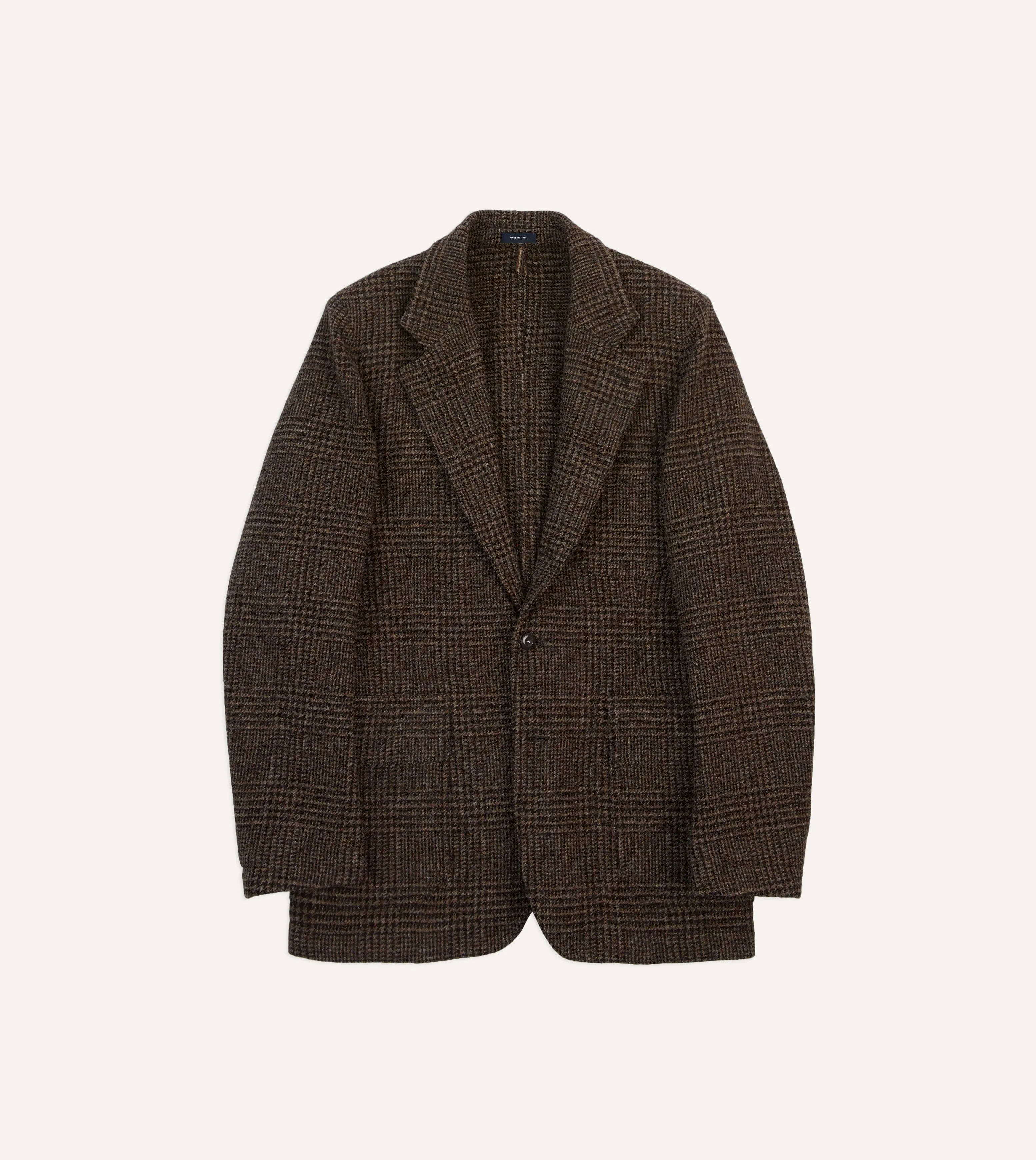 Dark Brown Prince of Wales Check Tweed Games Blazer Mk. VII sold by Drake's London