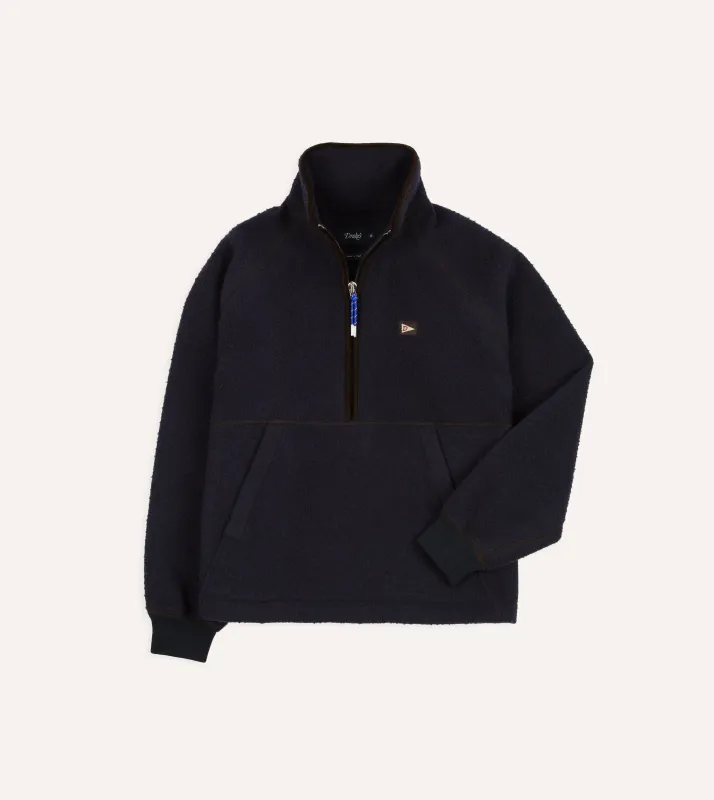 Navy Casentino Wool Half-Zip Pullover Fleece sold by Drake's London