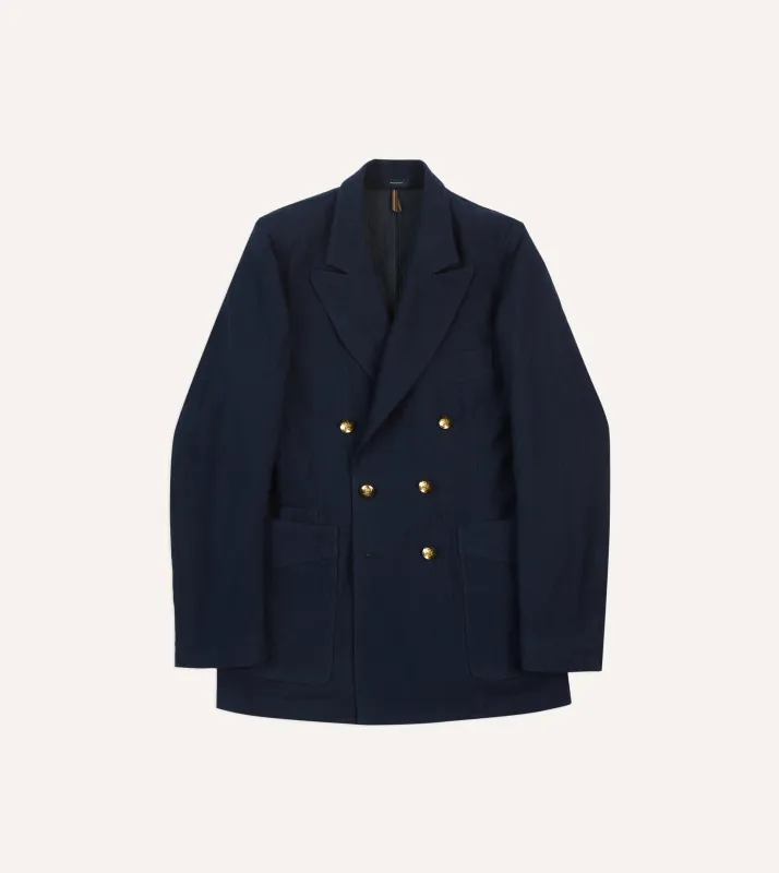 Navy Wool-Cotton Games Blazer Mk. III sold by Drake's London
