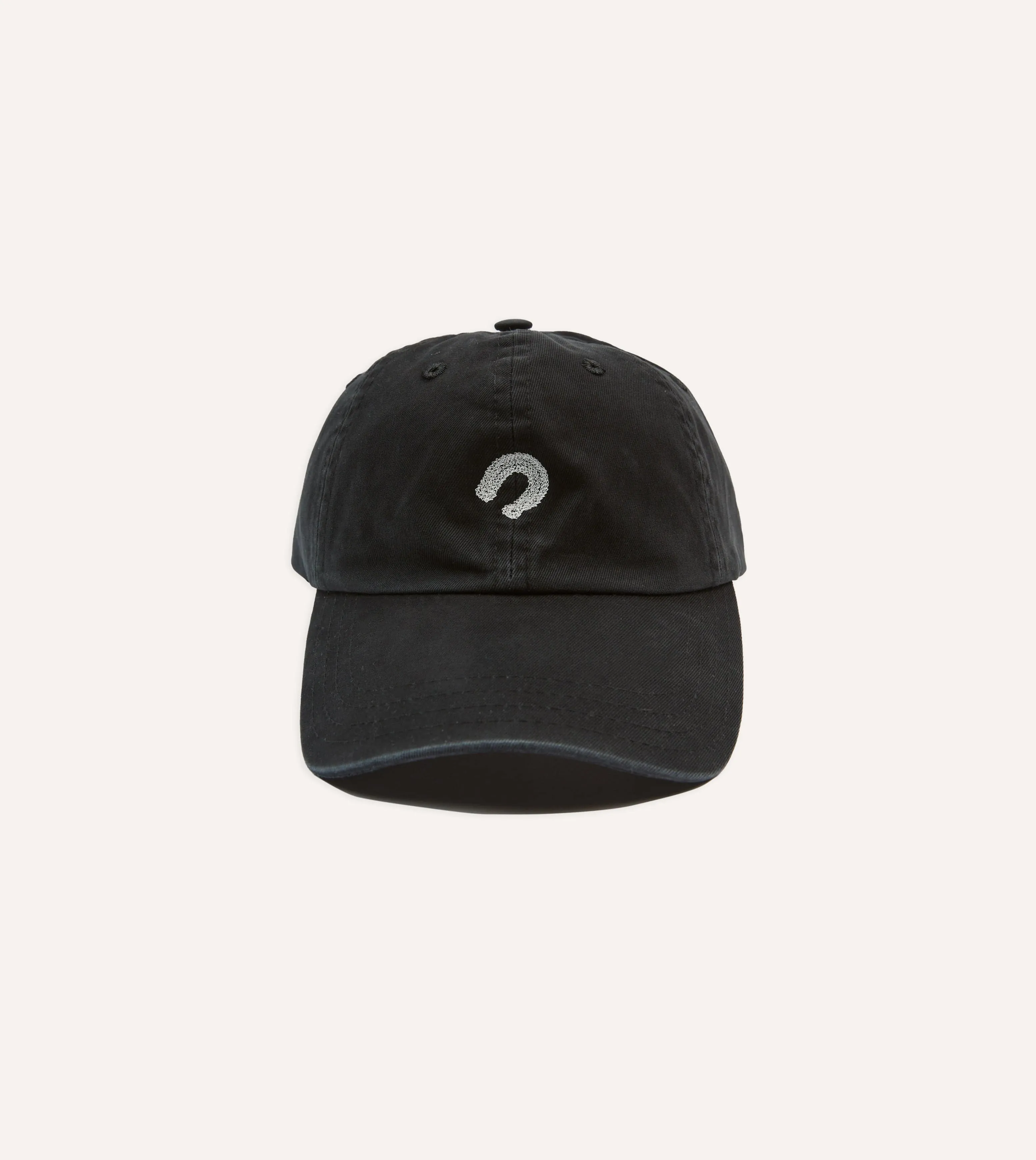 Black Horseshoe Cotton Twill Baseball Cap sold by Drake's London