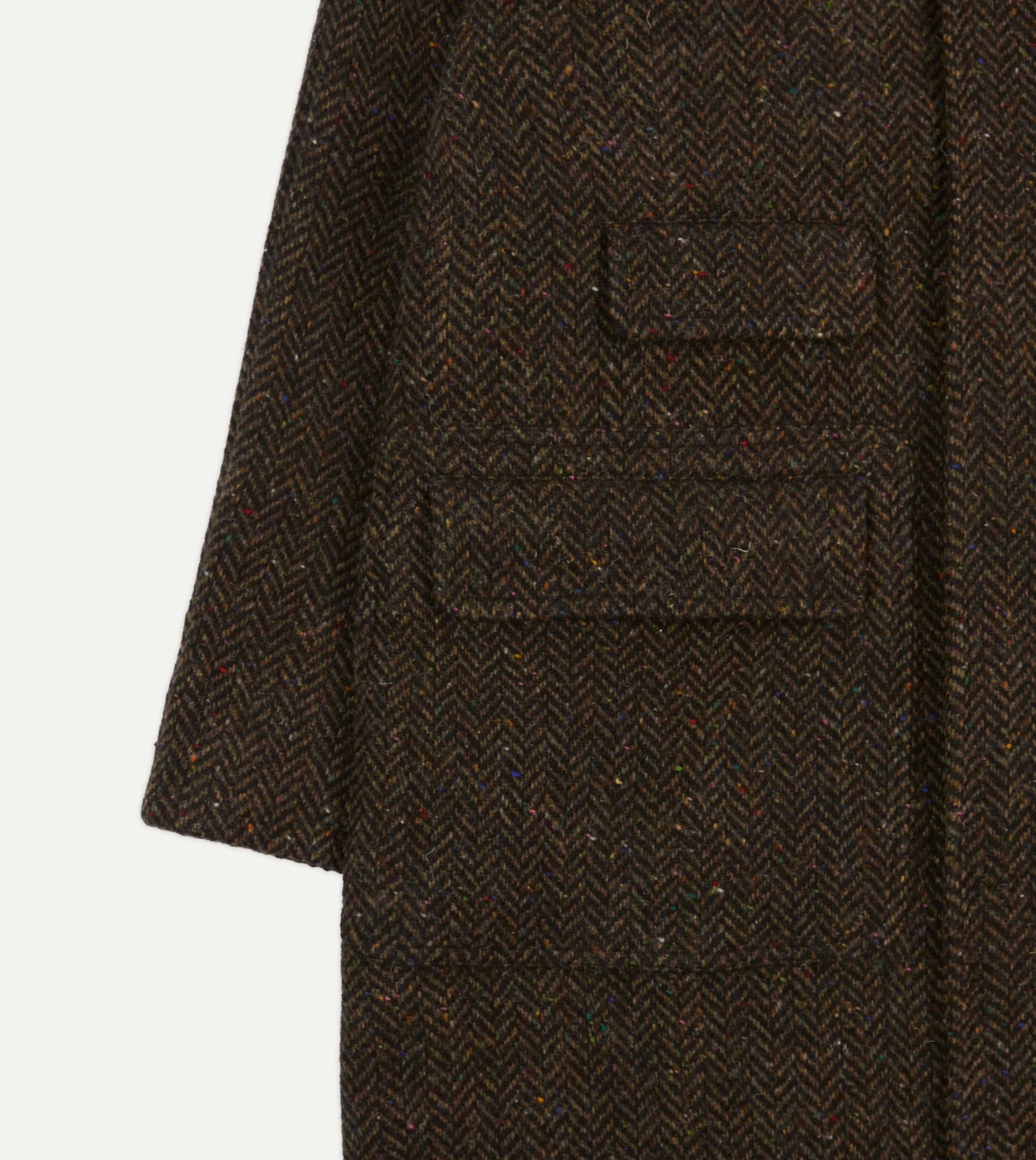 Brown Herringbone Wool Raglan Coat sold by Drake's London product image thumbnail 5