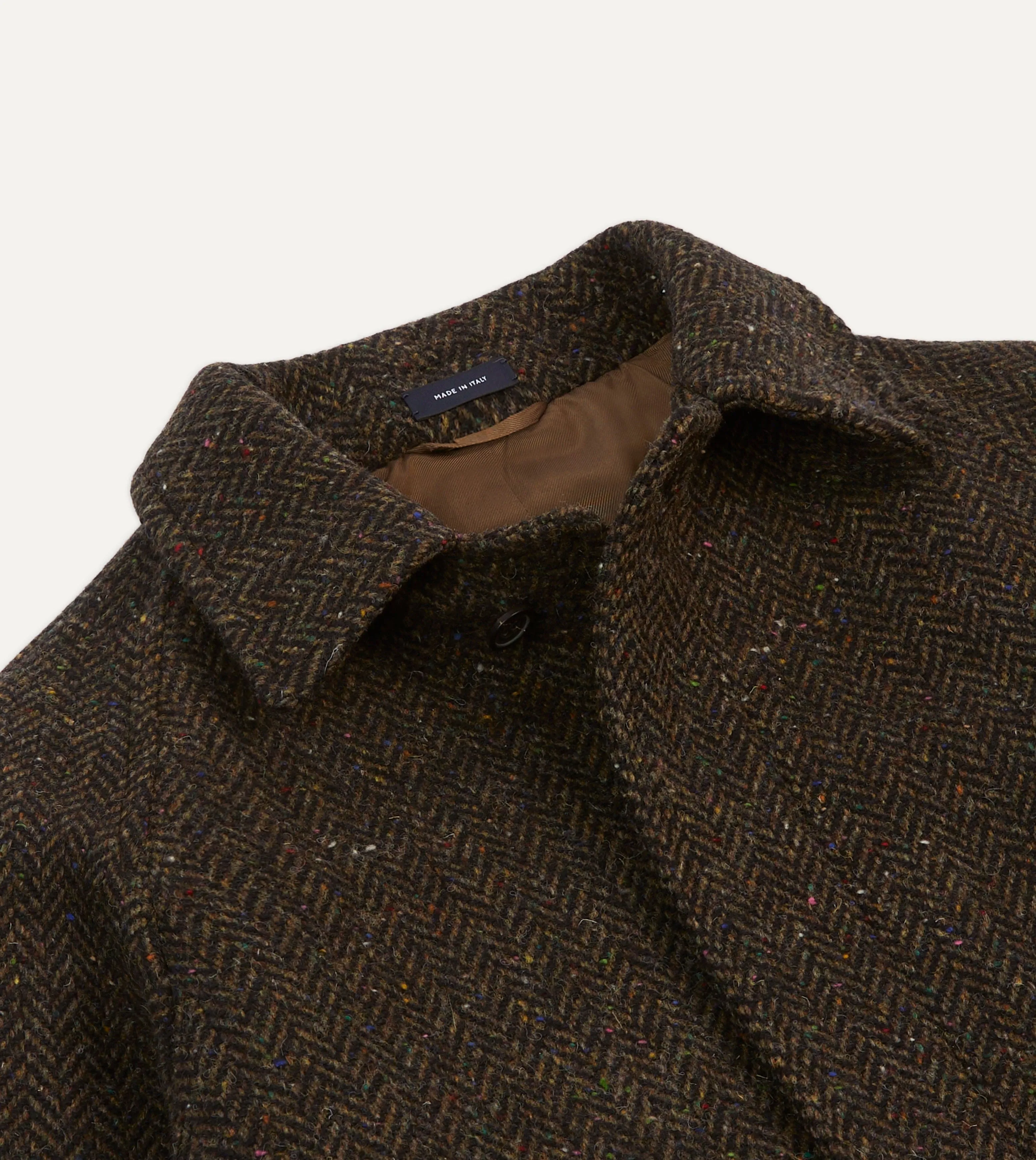 Brown Herringbone Wool Raglan Coat sold by Drake's London product image thumbnail 3