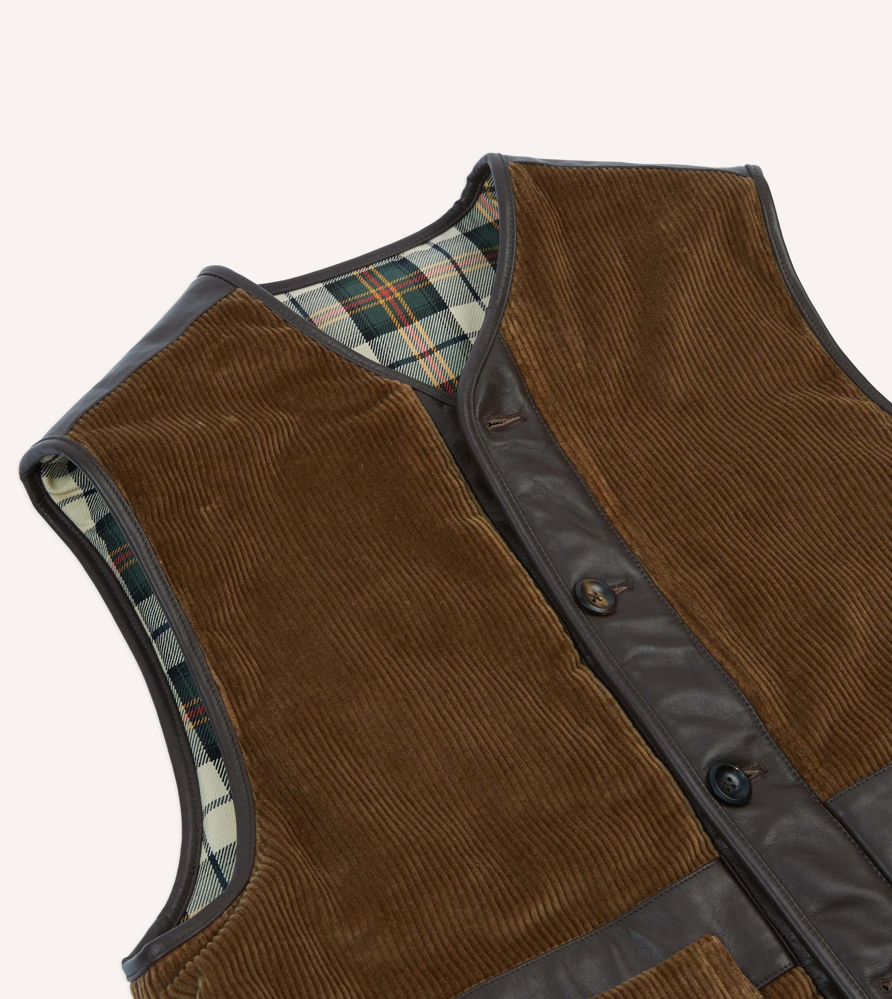 Brown Corduroy Wadded Vest sold by Drake's London product image thumbnail 3