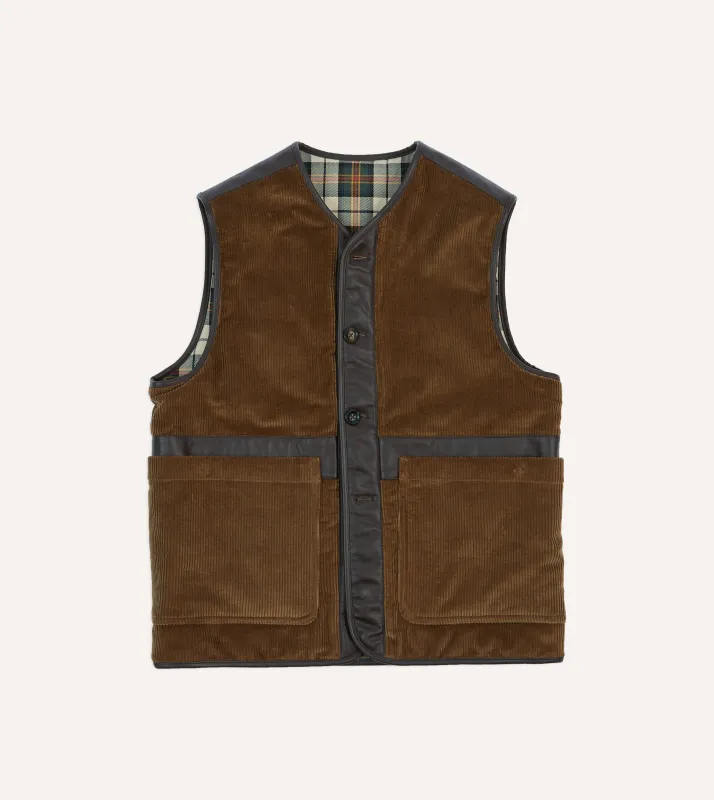 Brown Corduroy Wadded Vest sold by Drake's London