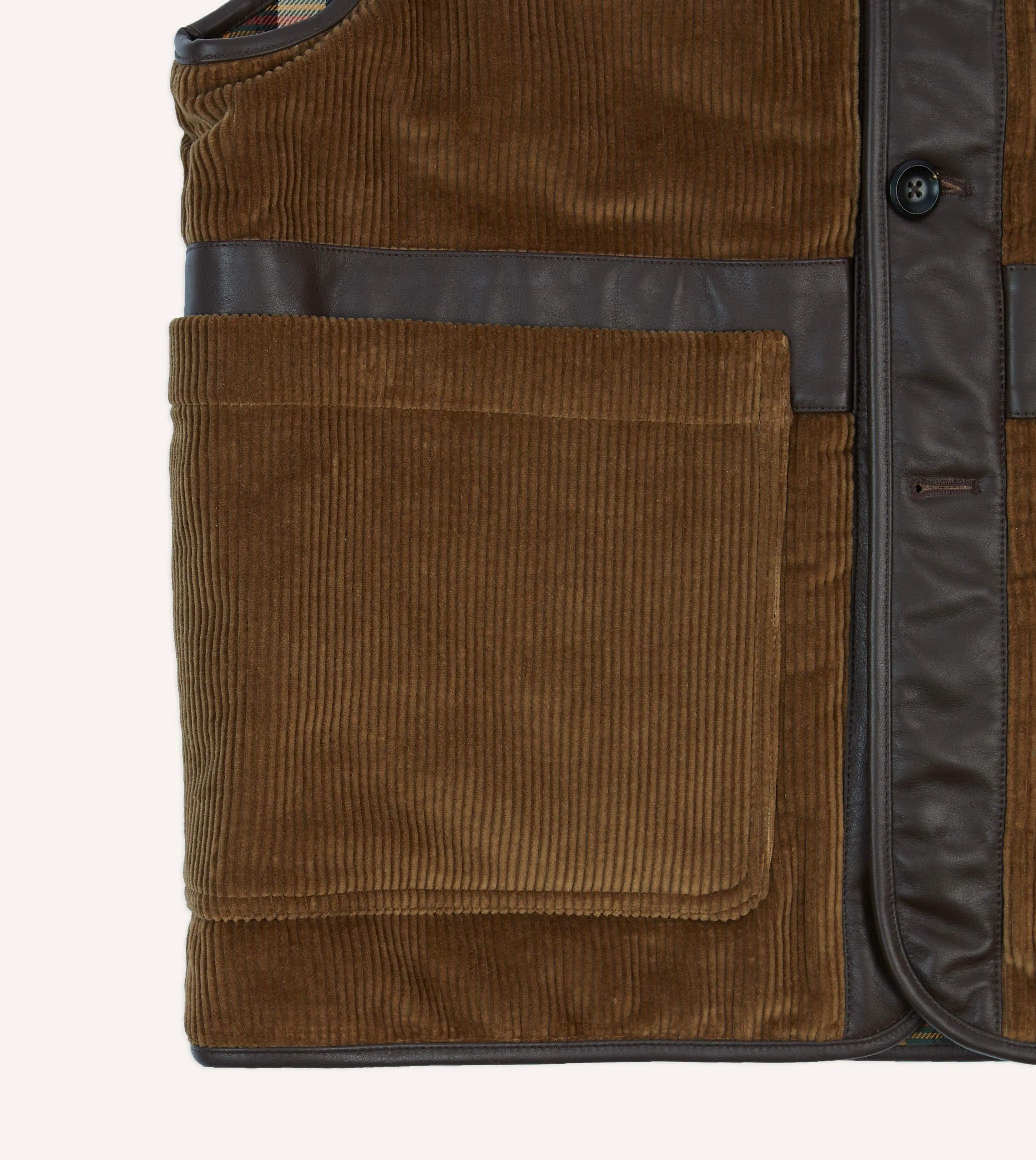 Brown Corduroy Wadded Vest sold by Drake's London product image thumbnail 5