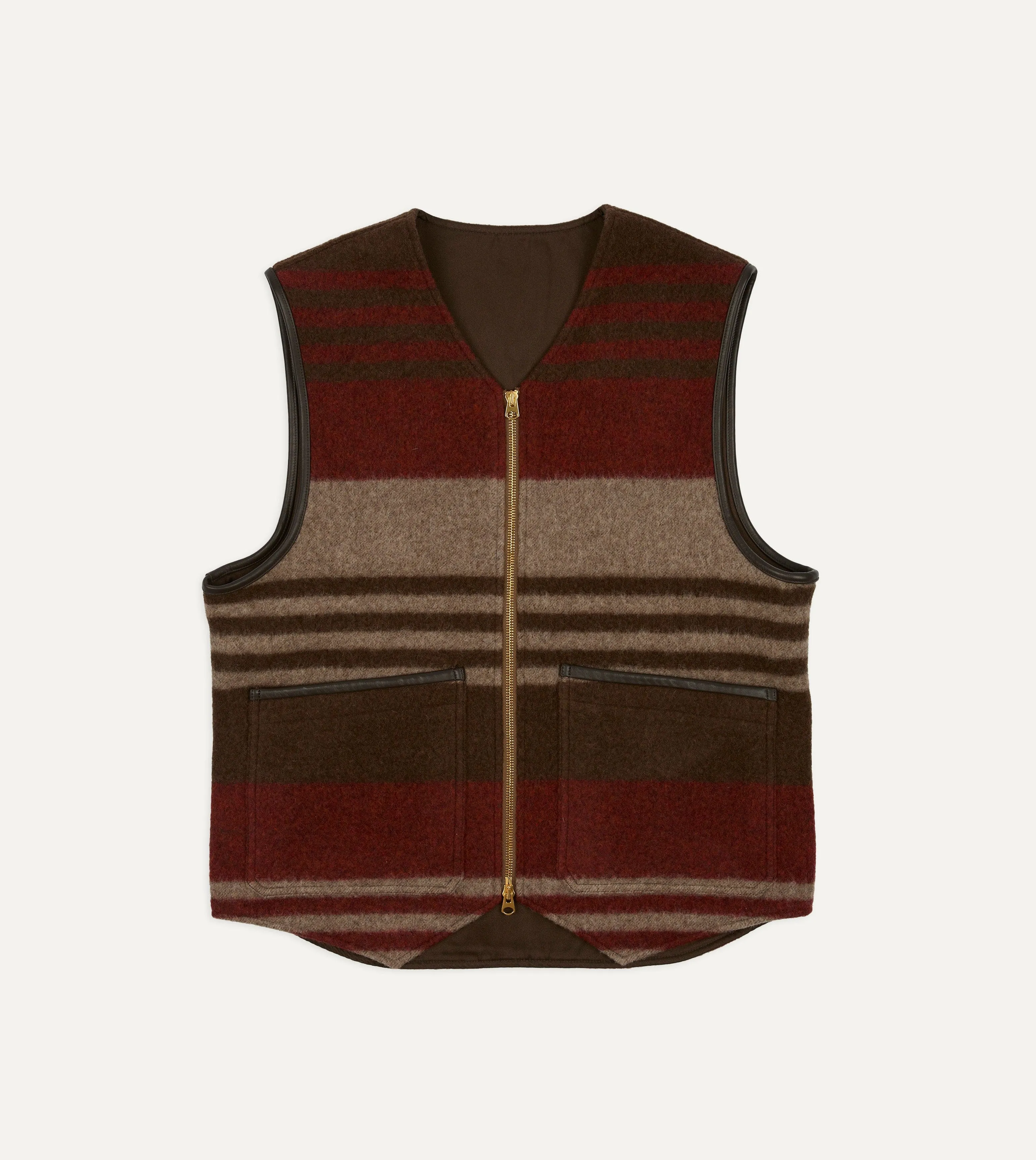 Wool Blanket Zip Vest sold by Drake's London