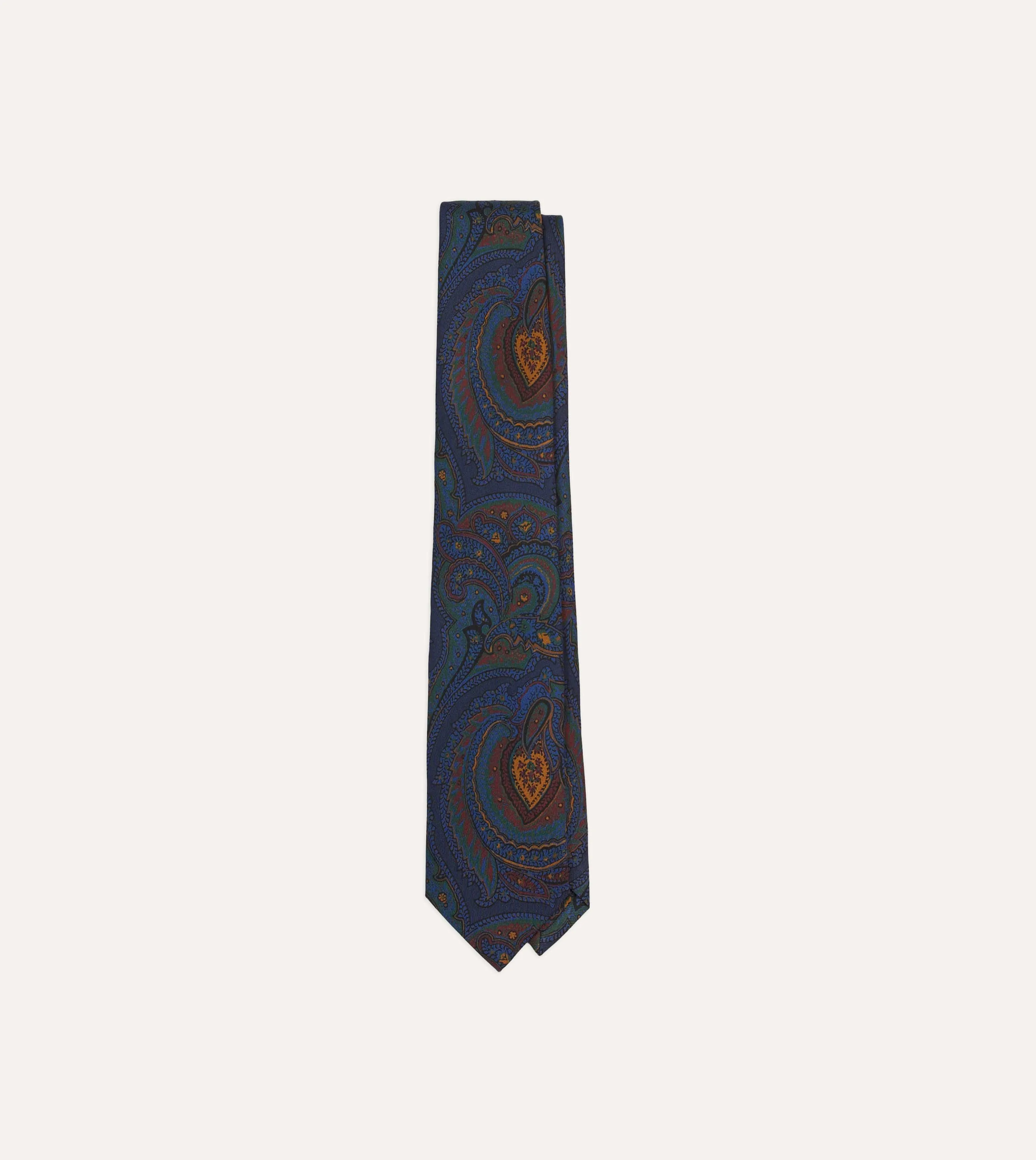 Purple Paisley Print Madder Silk Self-Tipped Tie sold by Drake's London