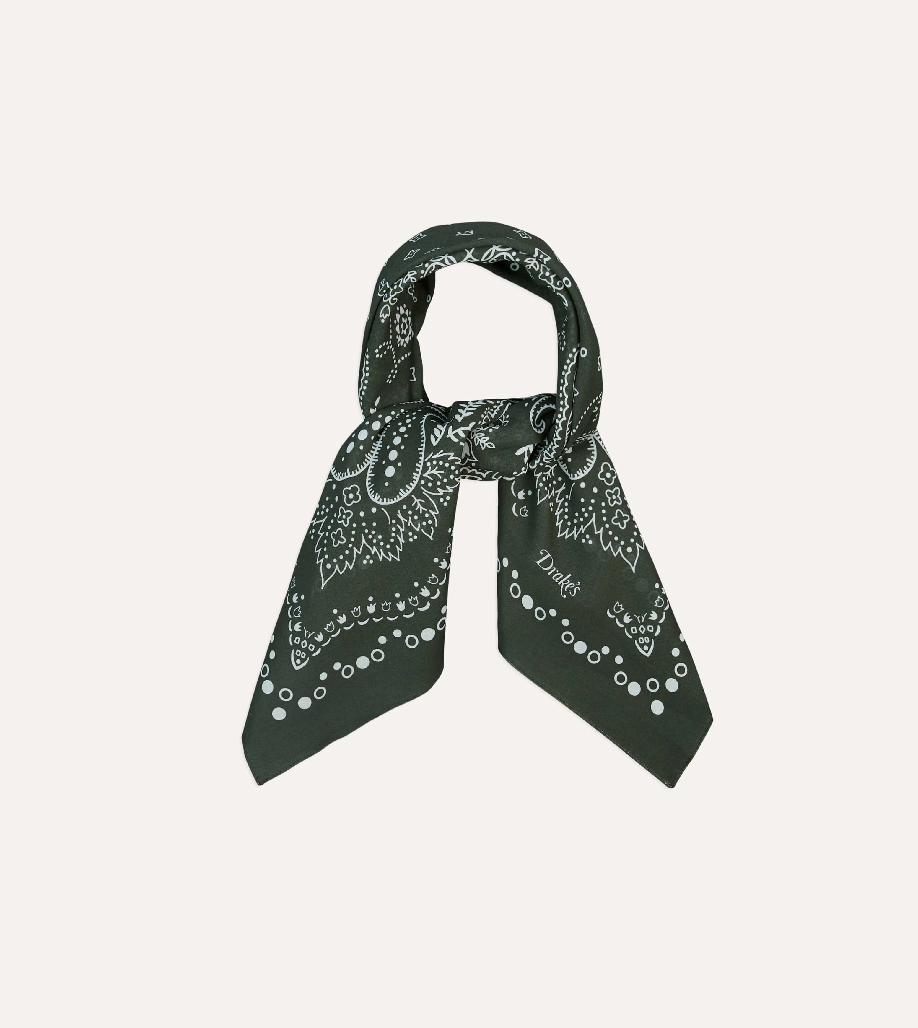 Dark Green Paisley Print Cotton Bandana sold by Drake's London product image thumbnail 5