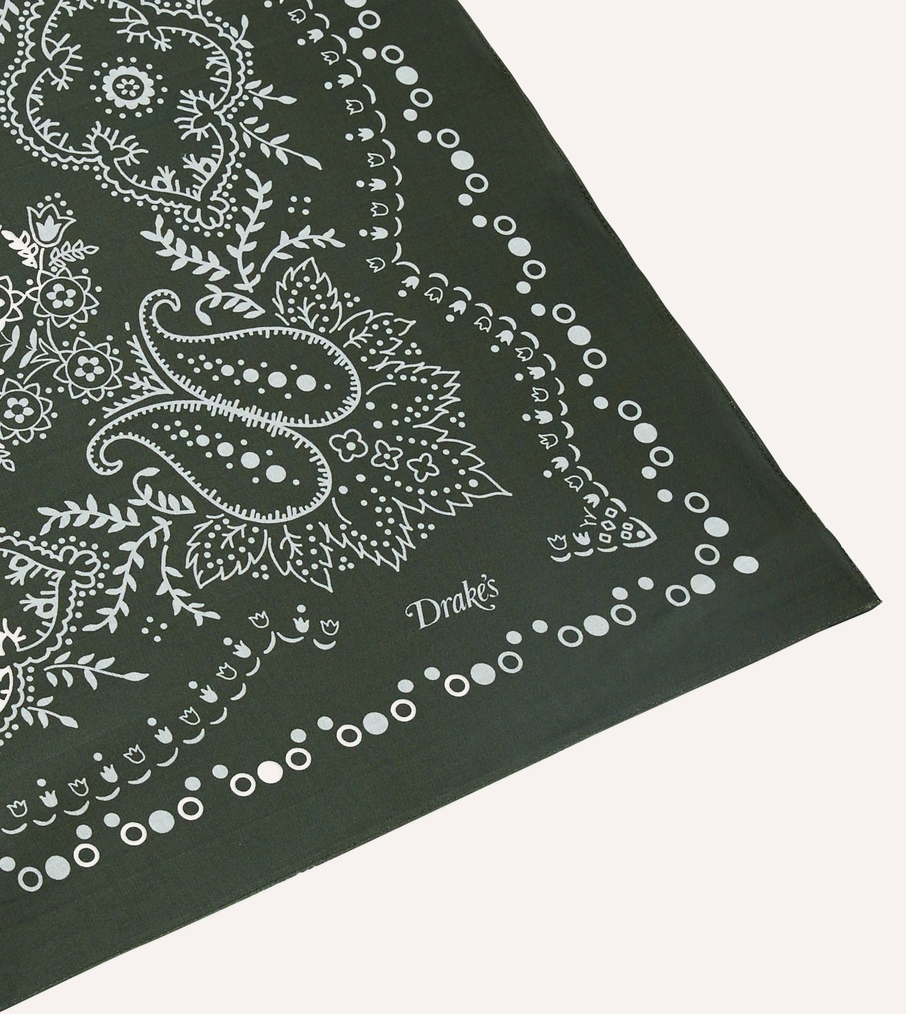 Dark Green Paisley Print Cotton Bandana sold by Drake's London product image thumbnail 3