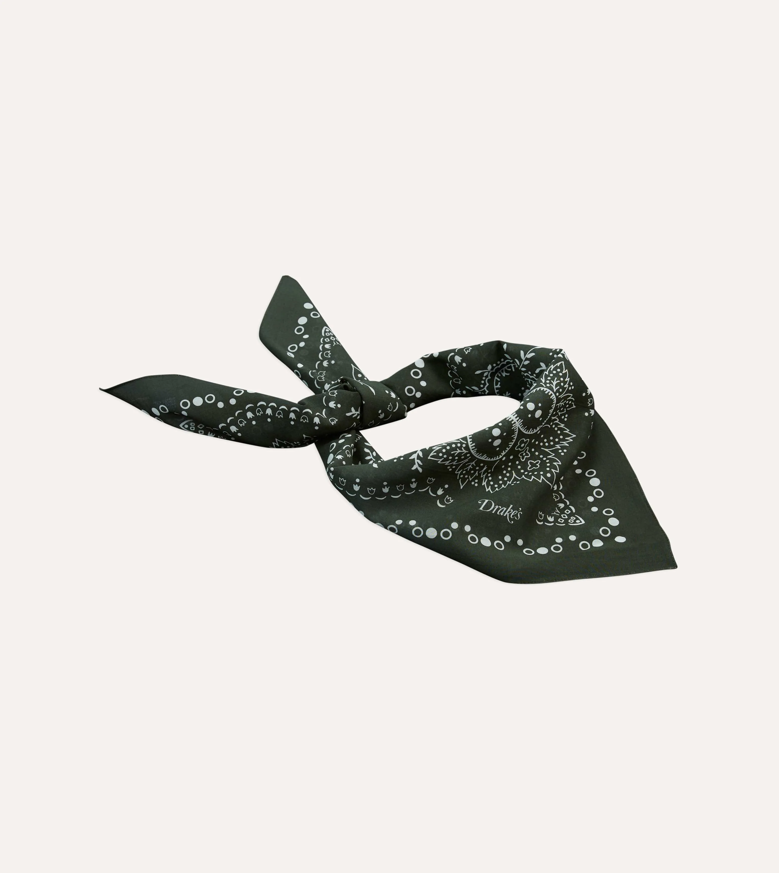 Dark Green Paisley Print Cotton Bandana sold by Drake's London product image thumbnail 4