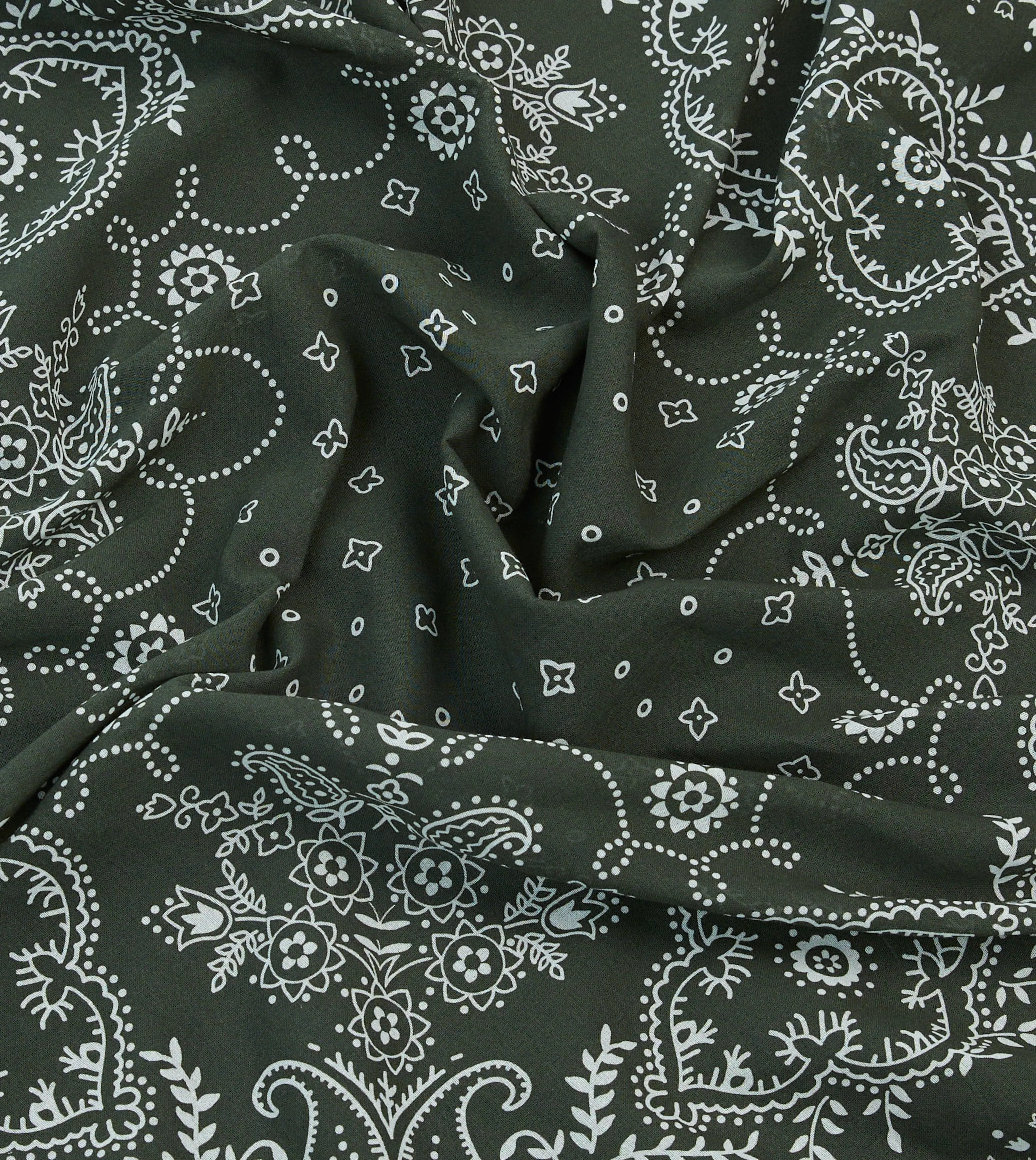 Dark Green Paisley Print Cotton Bandana sold by Drake's London product image thumbnail 2