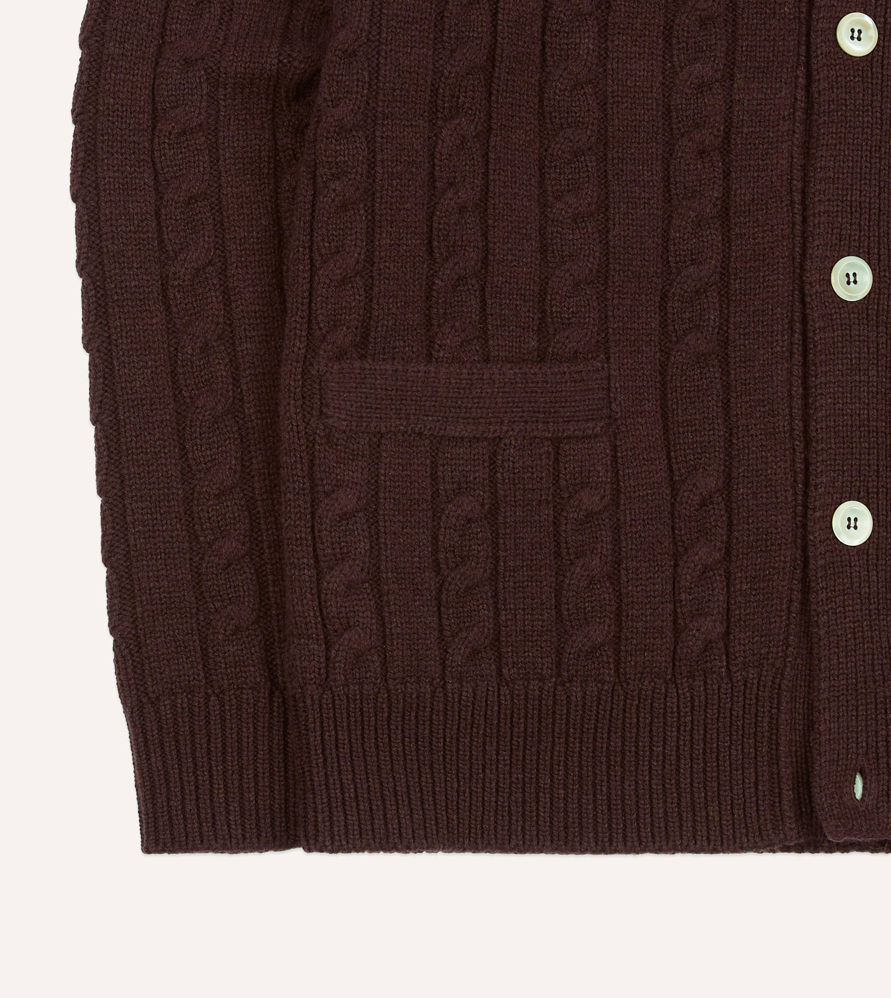 Brown Lambswool 6 Button Cable Knit Cardigan sold by Drake's London product image thumbnail 5