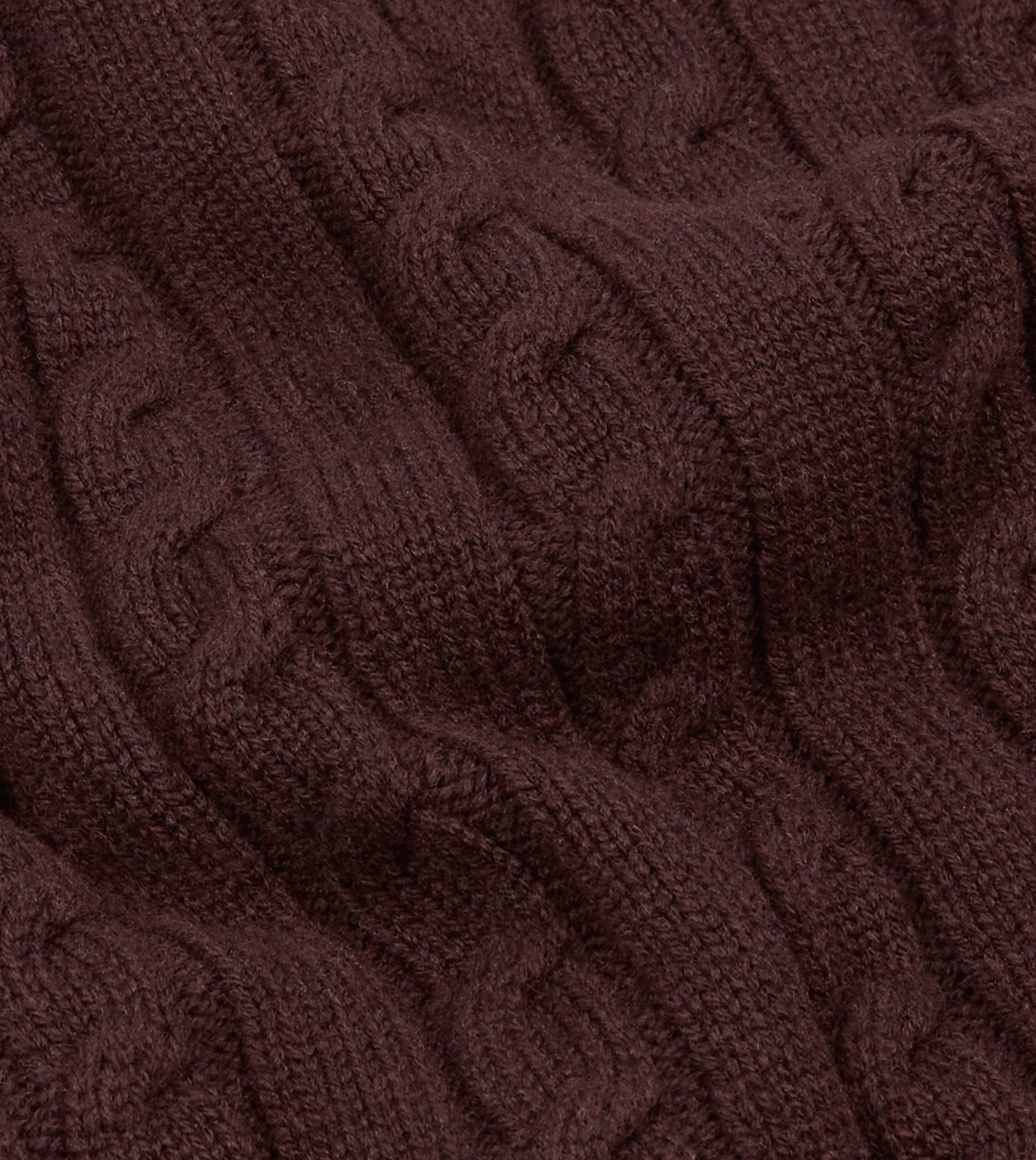 Brown Lambswool 6 Button Cable Knit Cardigan sold by Drake's London product image thumbnail 2