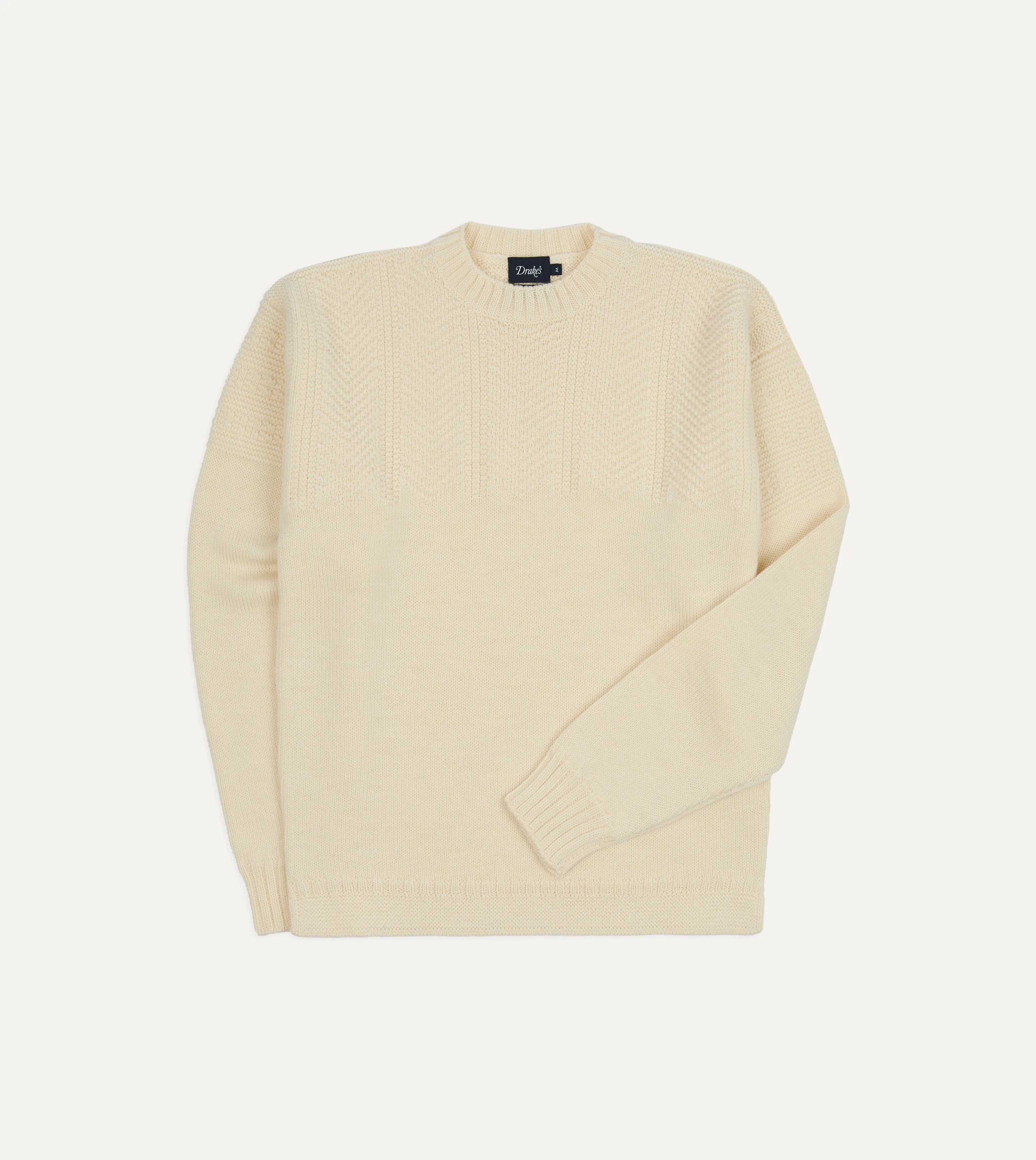 Ecru Wool Guernsey Jumper sold by Drake's London