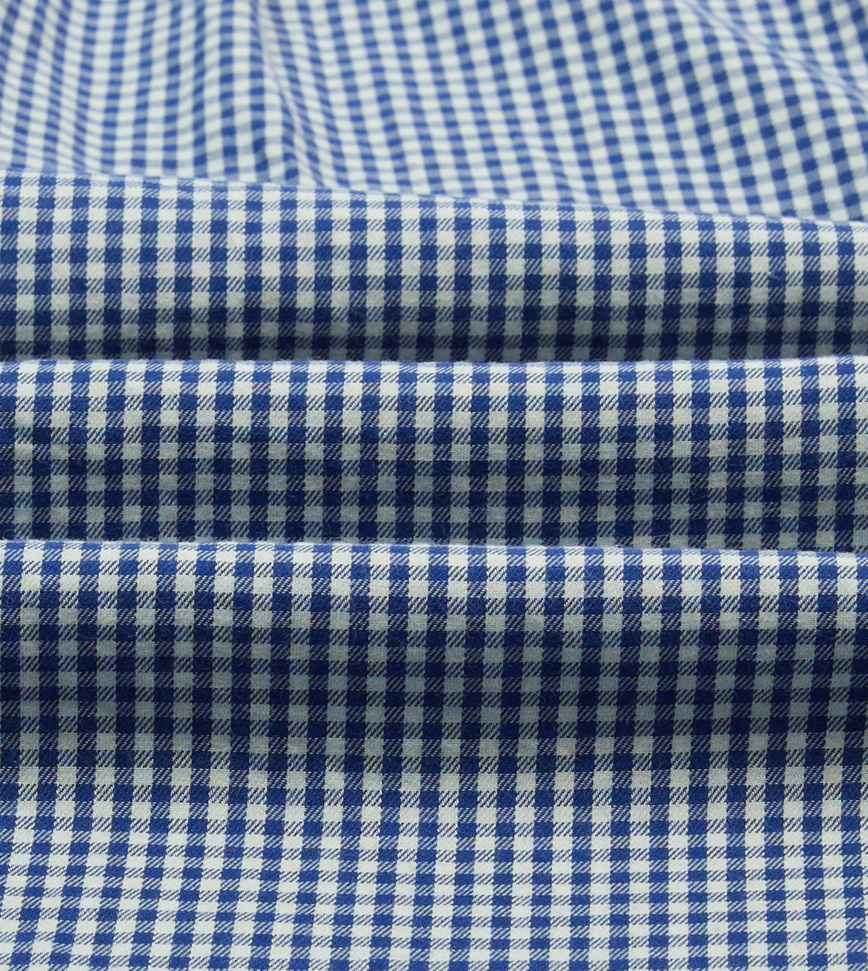 Blue Gingham Brushed Cotton Long Point Collar Popover Shirt sold by Drake's London product image thumbnail 2