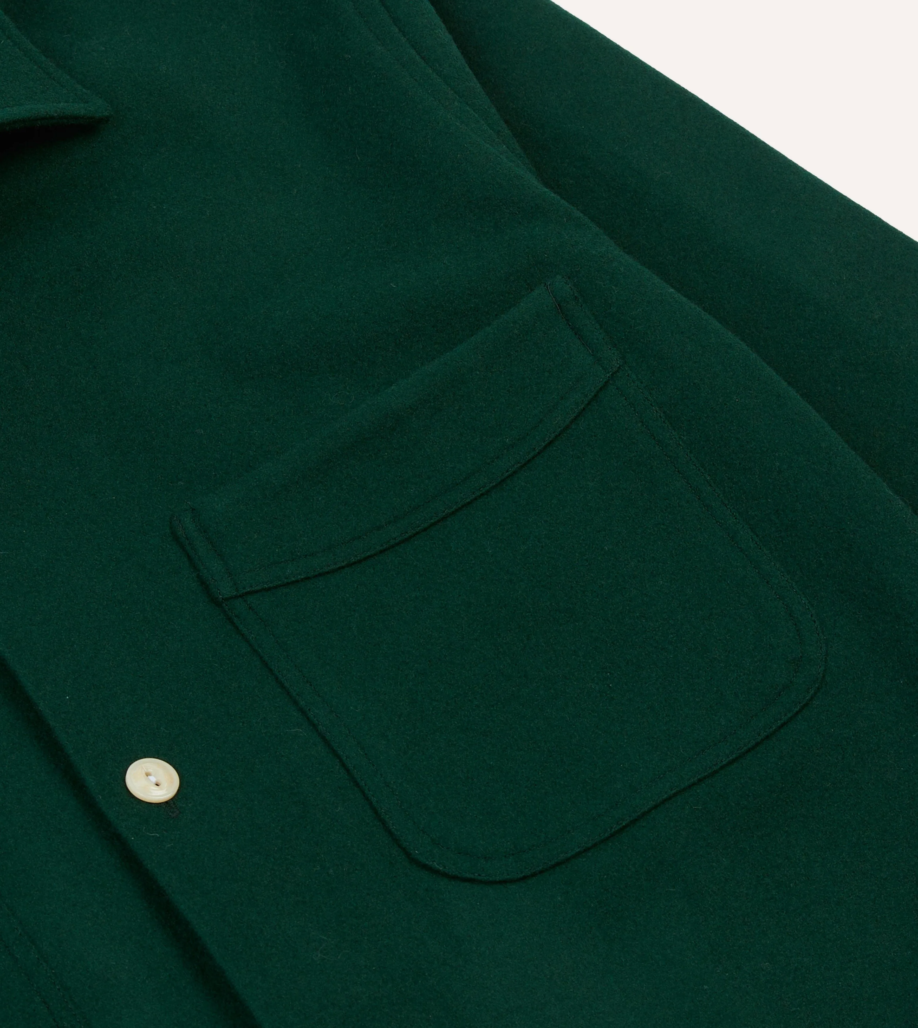 Green Wool Four-Pocket Camp Collar Work Shirt sold by Drake's London product image thumbnail 4
