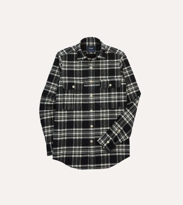 Black Check Cotton Two-Pocket Work Shirt sold by Drake's London