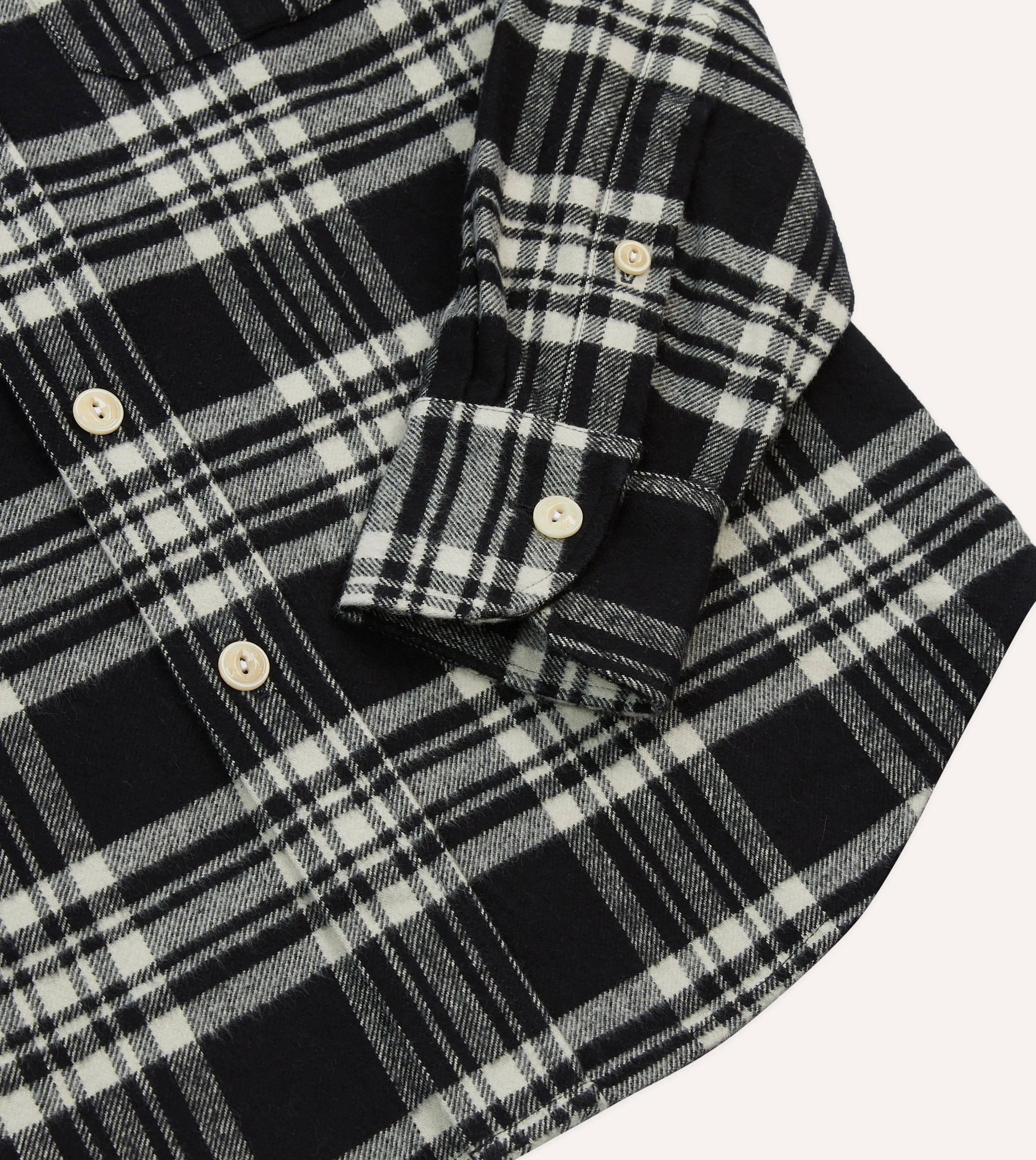 Black Check Cotton Two-Pocket Work Shirt sold by Drake's London product image thumbnail 5