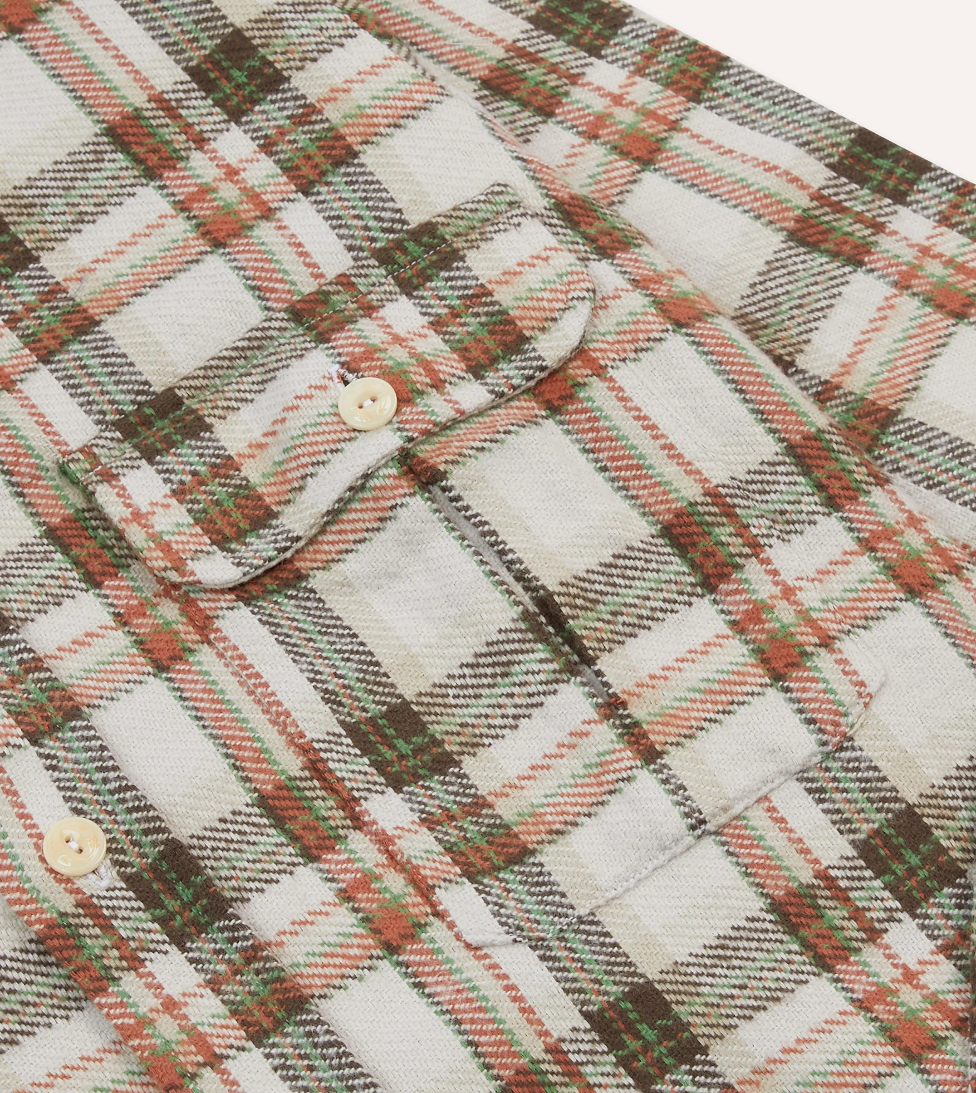 Ecru Check Cotton Two-Pocket Work Shirt sold by Drake's London product image thumbnail 4