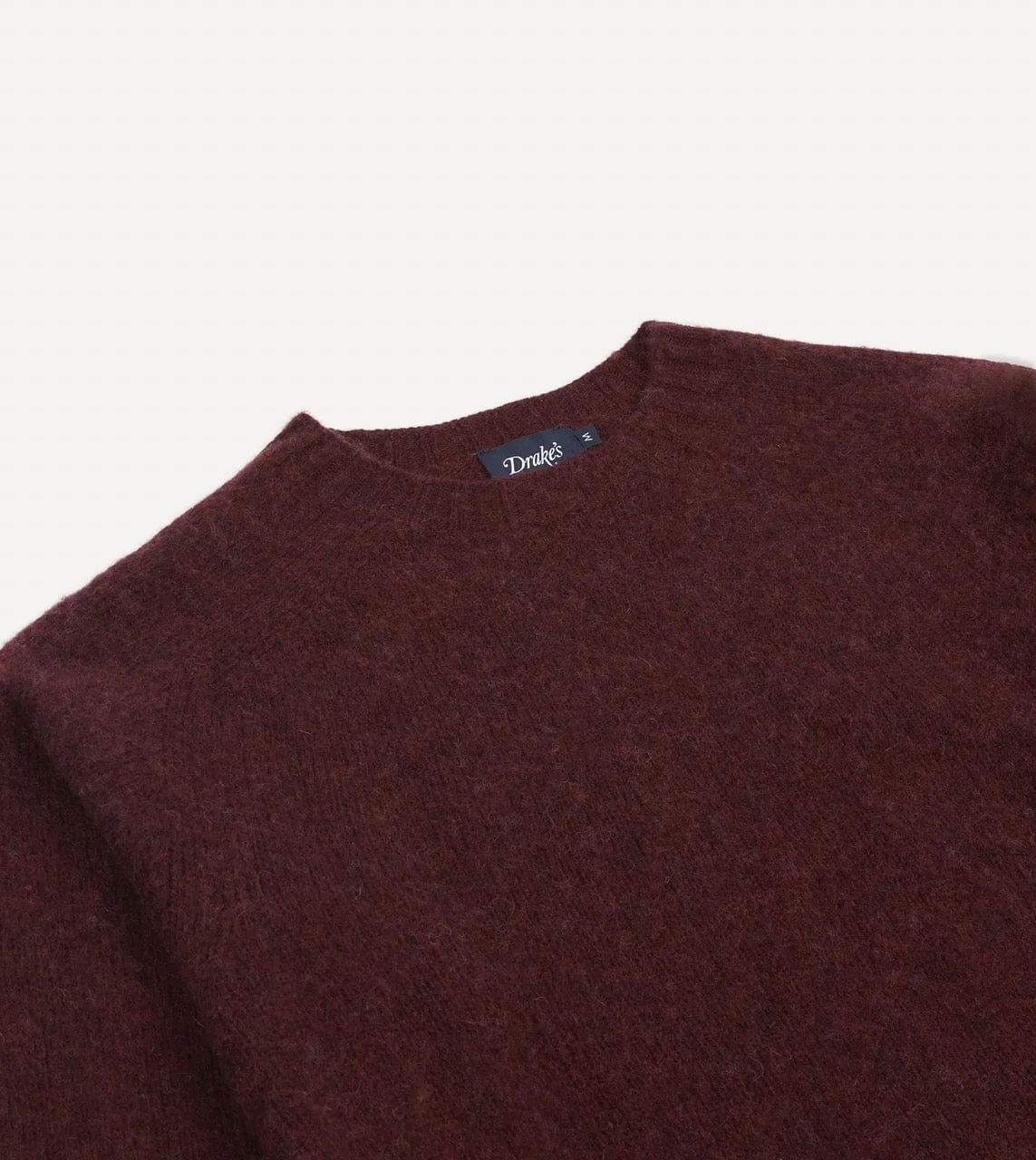 Burgundy Brushed Shetland Crew Neck Jumper sold by Drake's London product image thumbnail 3