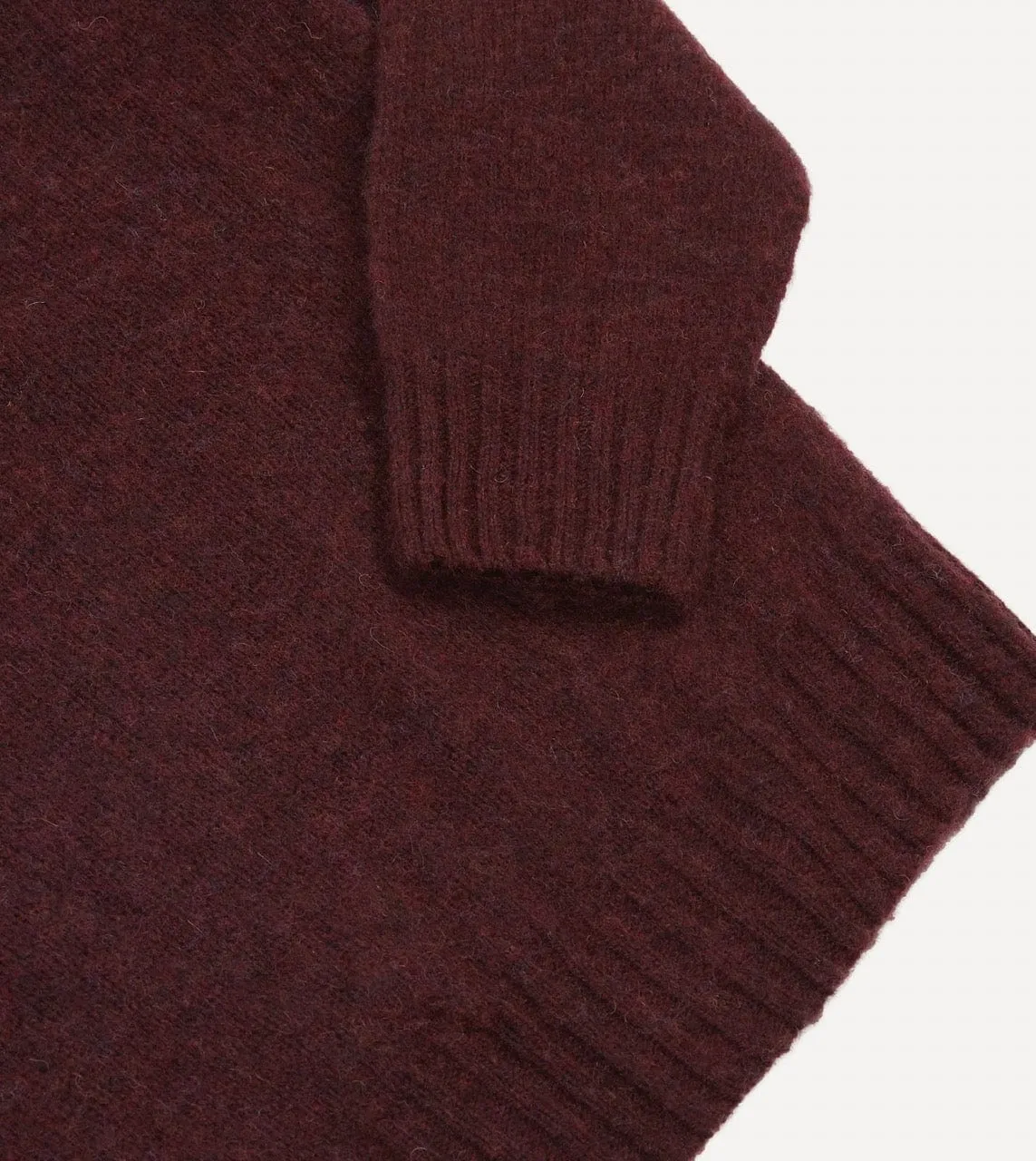 Burgundy Brushed Shetland Crew Neck Jumper sold by Drake's London product image thumbnail 4