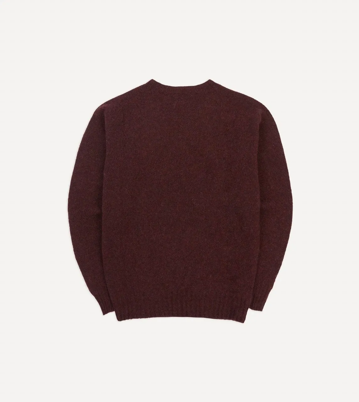 Burgundy Brushed Shetland Crew Neck Jumper sold by Drake's London product image thumbnail 5