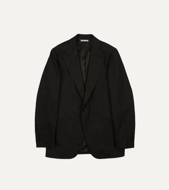 Black Barathea Wool Dinner Jacket sold by Drake's London