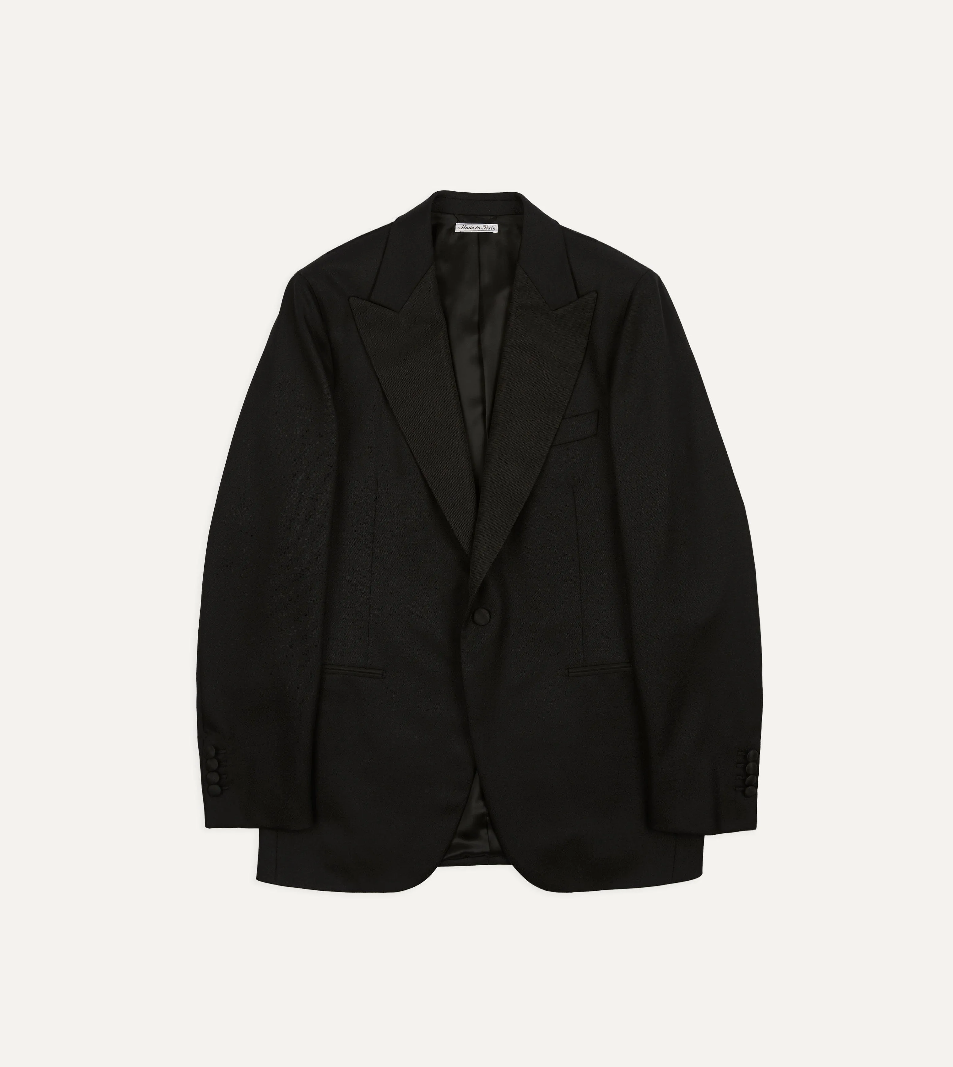 Black Barathea Wool Dinner Jacket sold by Drake's London