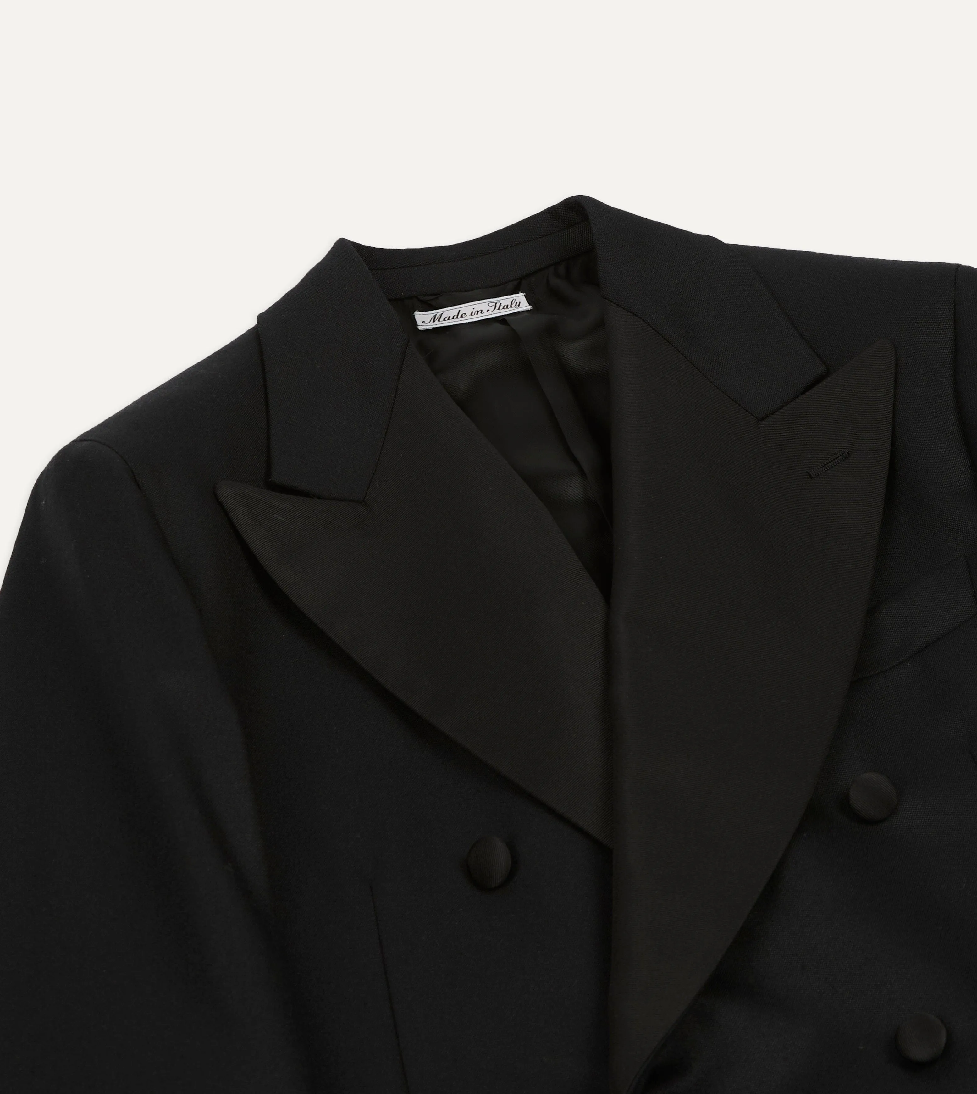 Black Barathea Wool Double-Breasted Dinner Jacket sold by Drake's London product image thumbnail 3