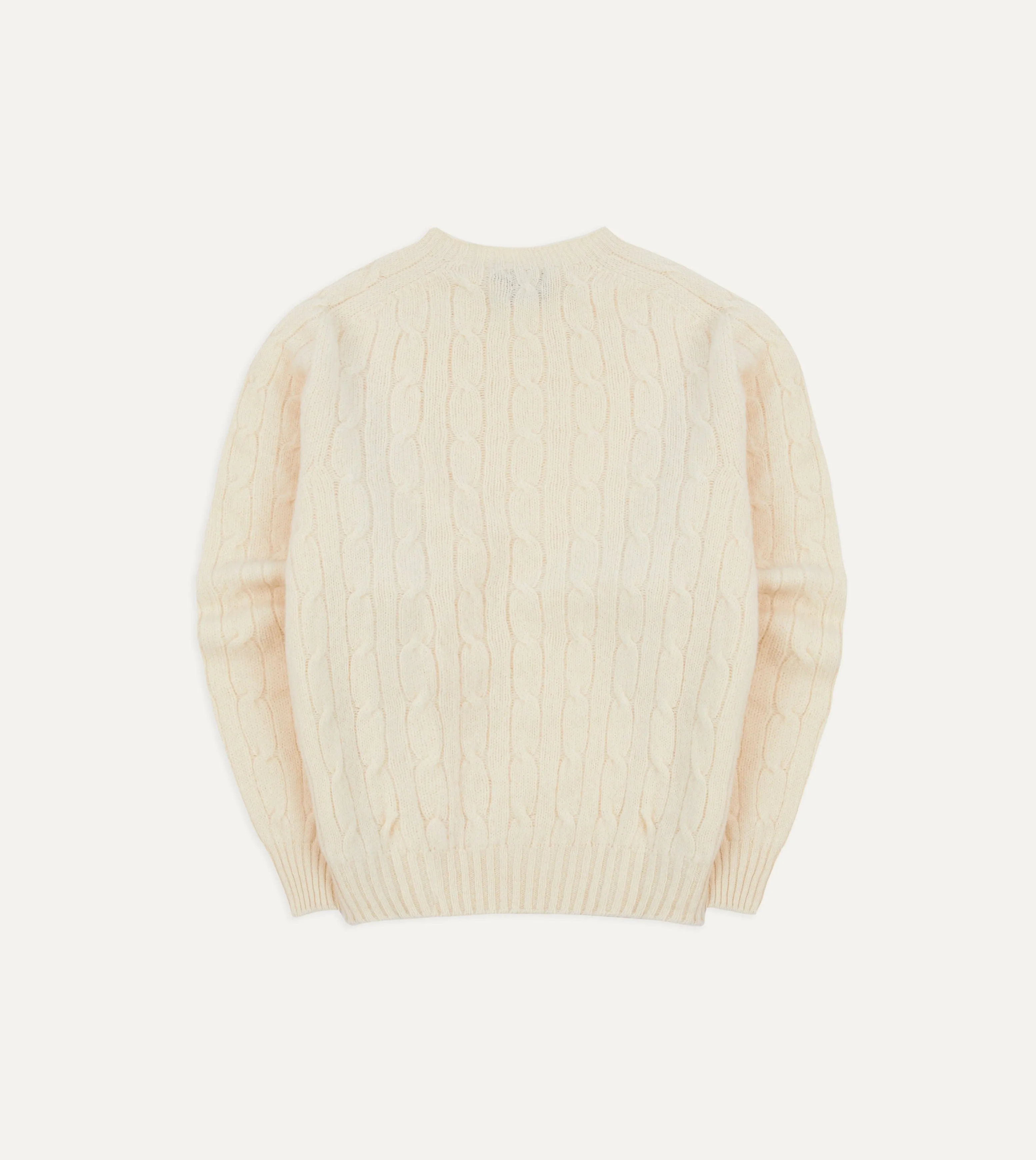 Ecru Brushed Shetland Cable Knit Crew Neck Jumper sold by Drake's London product image thumbnail 5