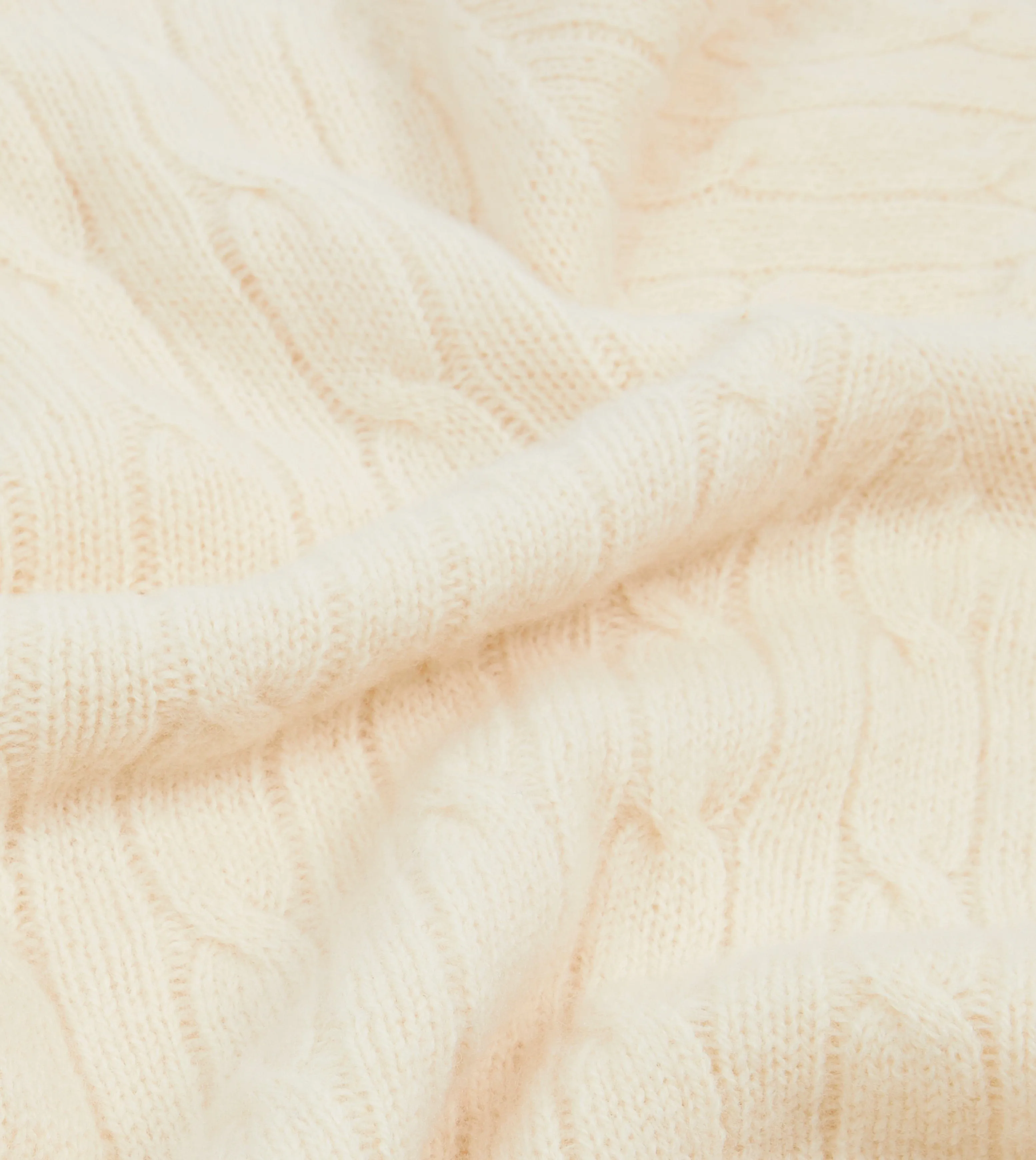 Ecru Brushed Shetland Cable Knit Crew Neck Jumper sold by Drake's London product image thumbnail 2